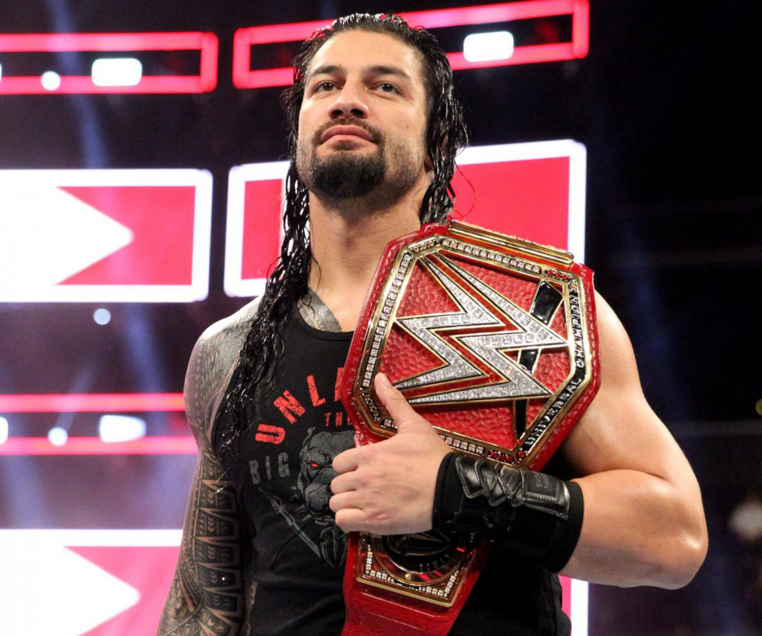 Roman Reigns, WWE Universal Championship belt, Samoan tribal tattoo, HD Desktop wallpaper