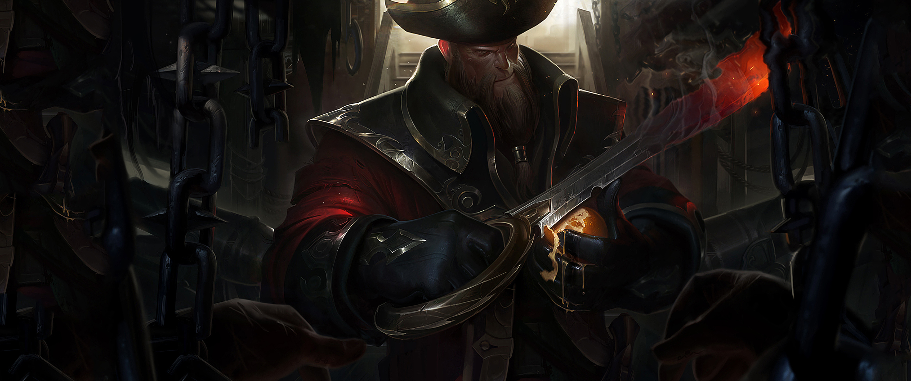 Gangplank, League of Legends, HD wallpapers, Backgrounds, 3440x1440 Dual Screen Desktop