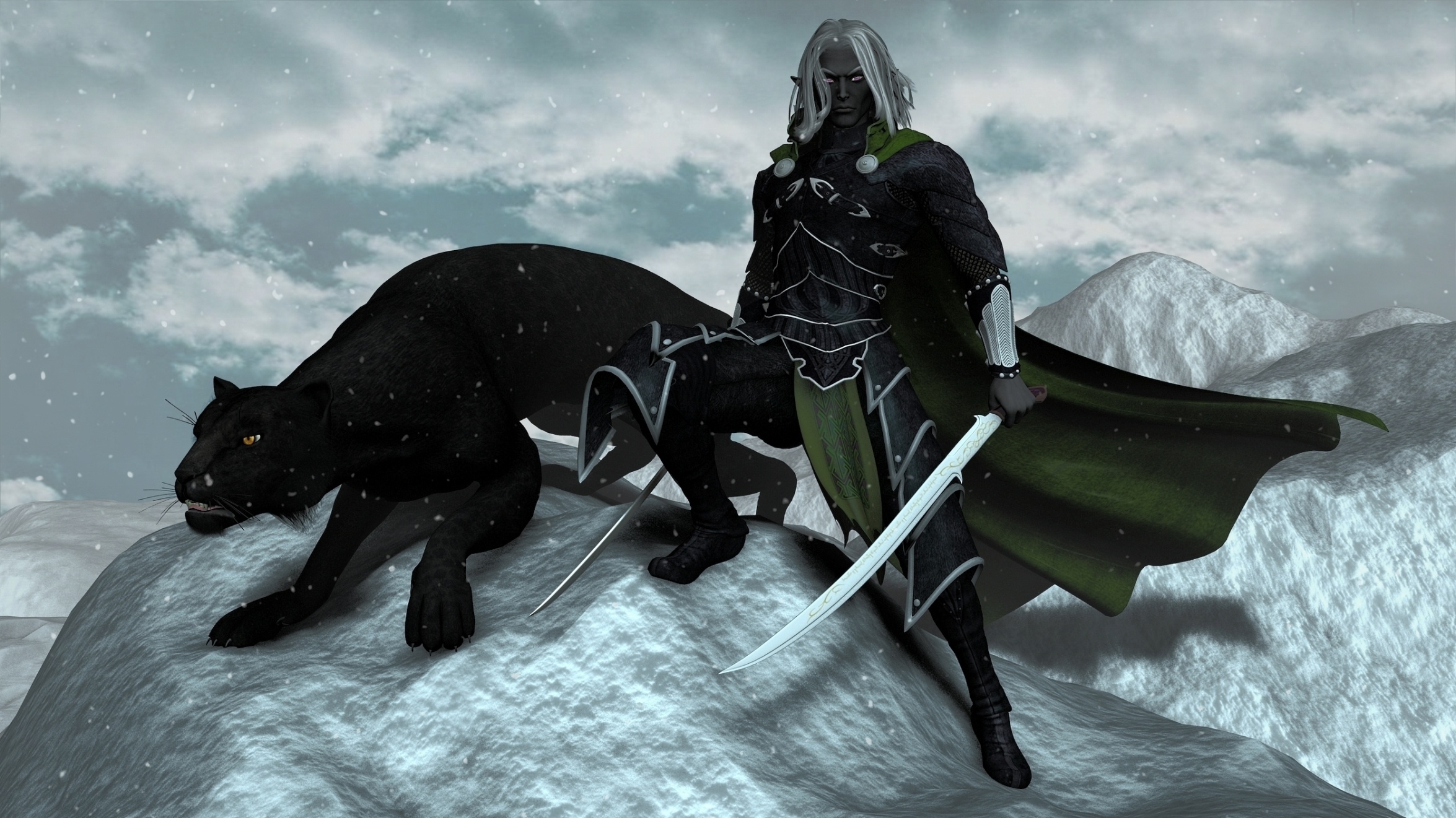 Drizzt Do'Urden Saga, Forgotten Realms, Drow warrior, Iconic character, 2350x1330 HD Desktop