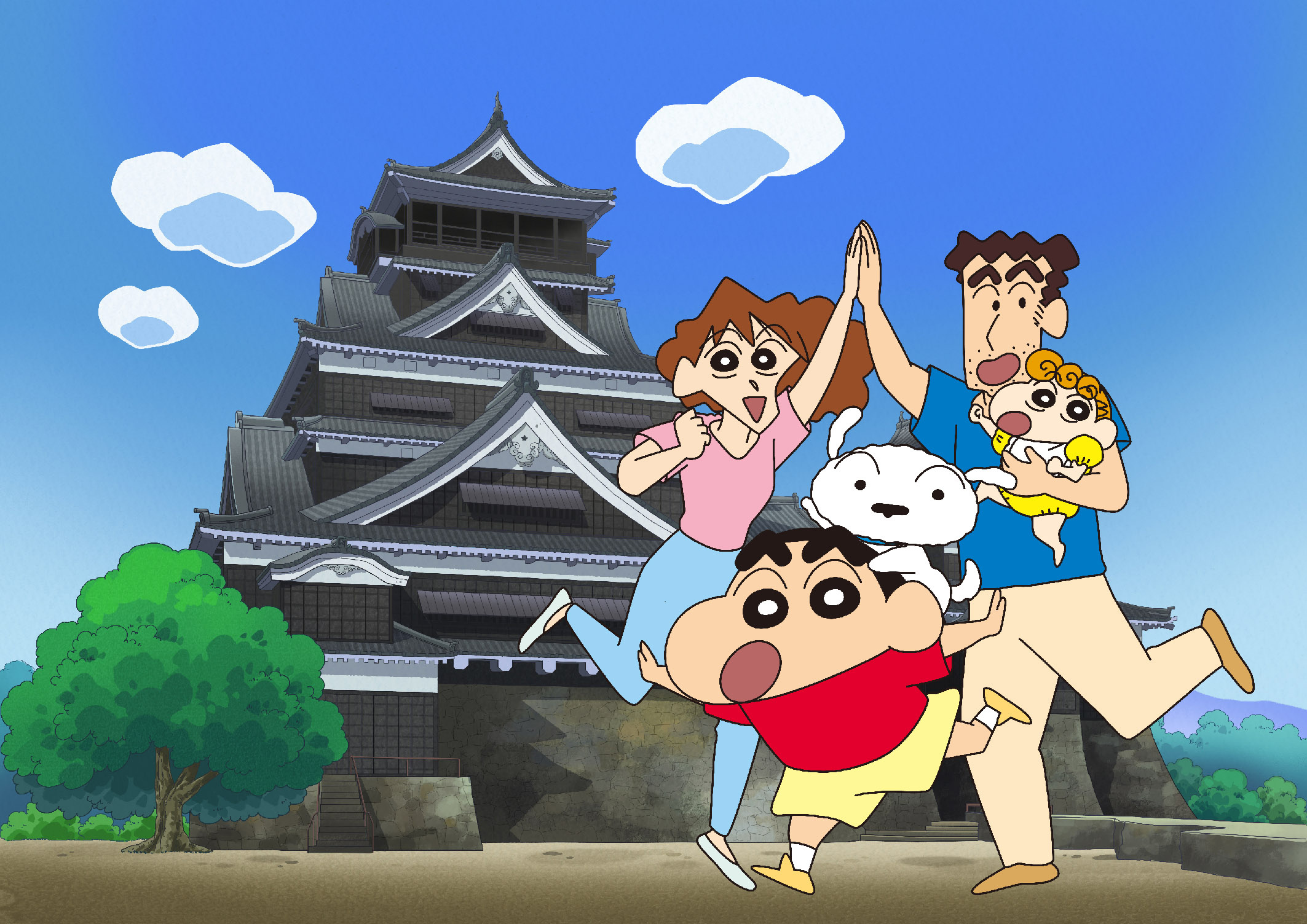 Nohara family, Shinnosuke Nohara, Kumamoto Castle, Shiro, HD Desktop wallpaper