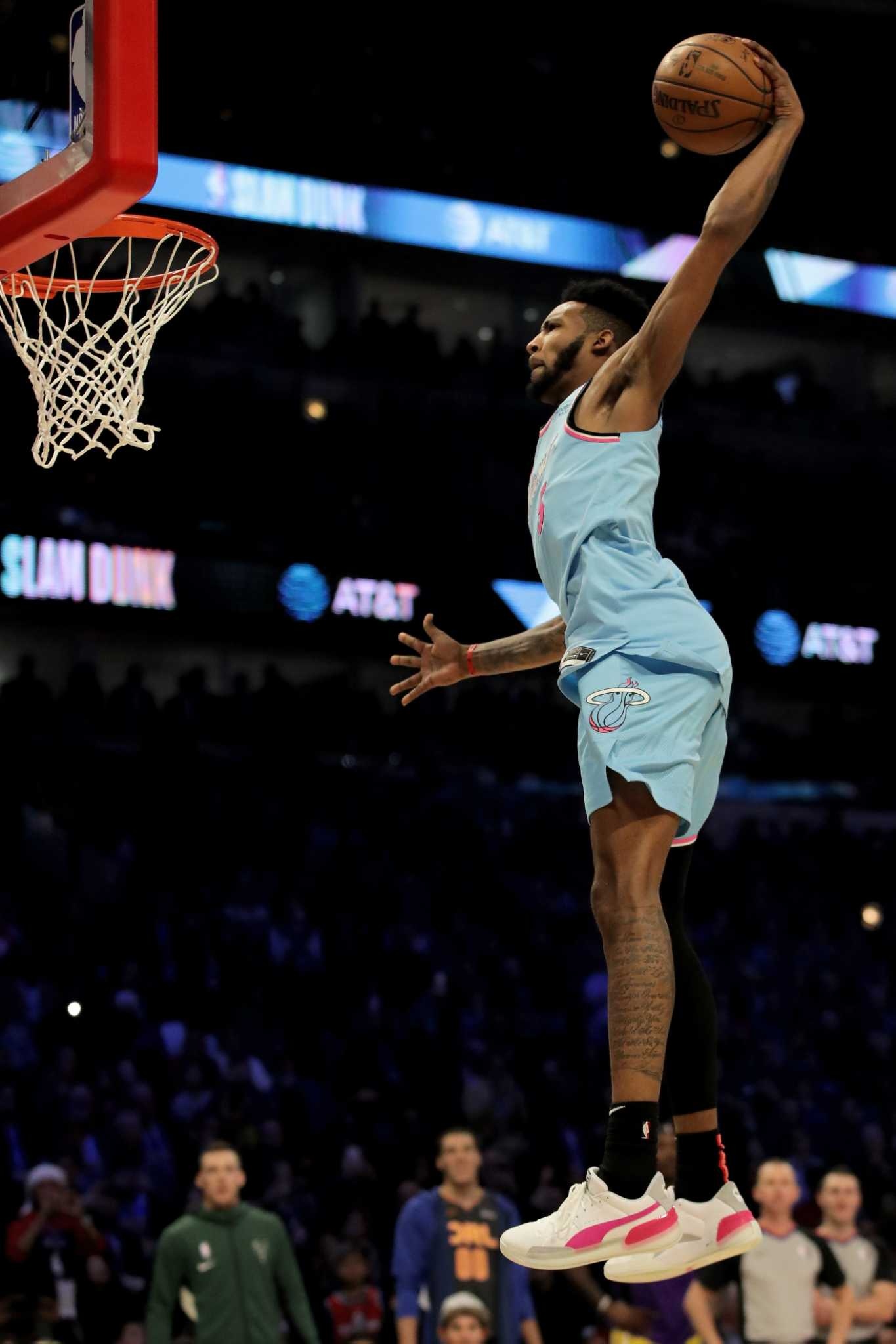 Derrick Jones Jr., NBA Slam Dunk Contest, Miami Heat City Edition jersey, HD Phone wallpaper
