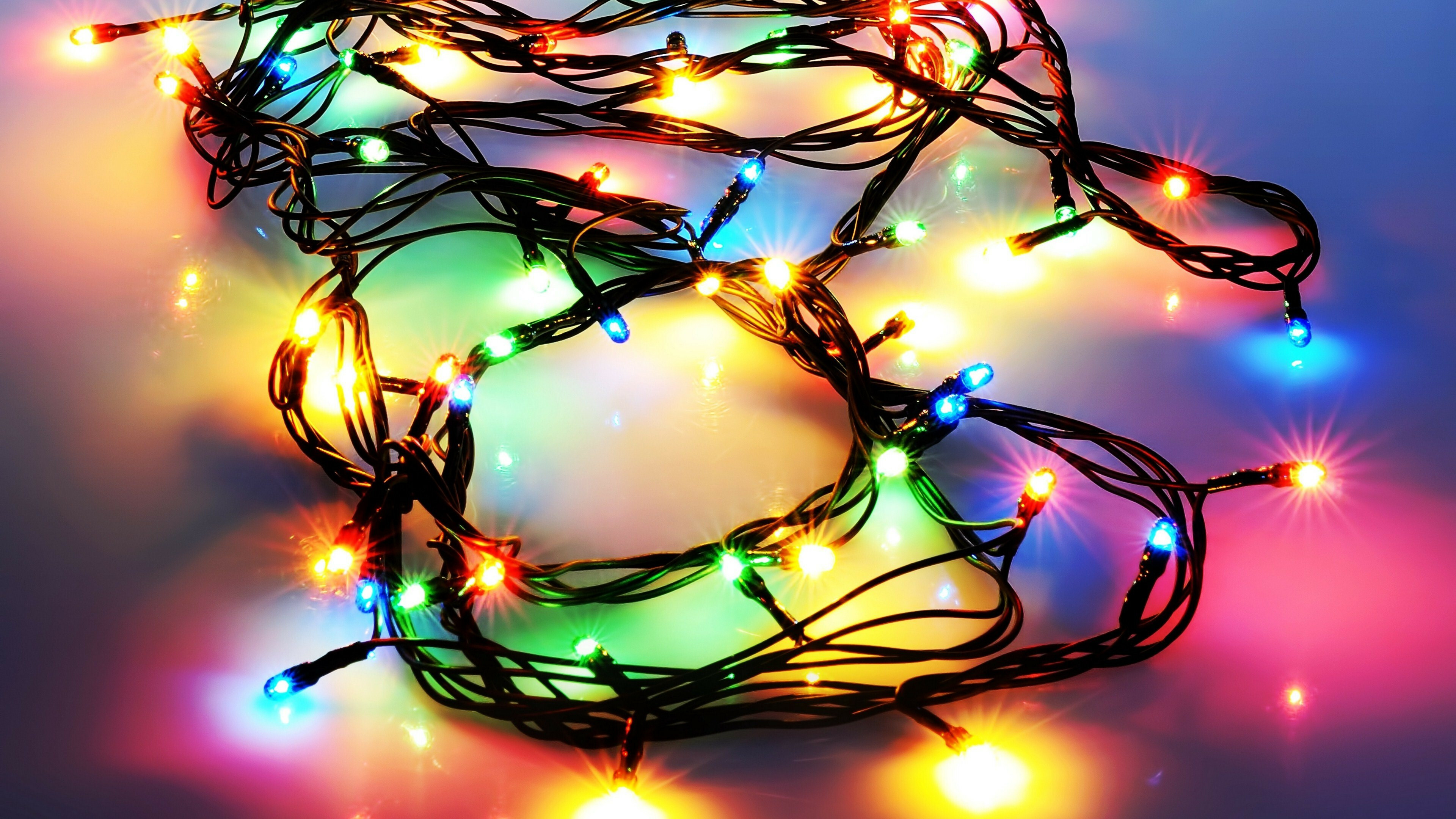 Fairy Lights, 4K Christmas, HD wallpapers, Festive beauty, 3840x2160 4K Desktop