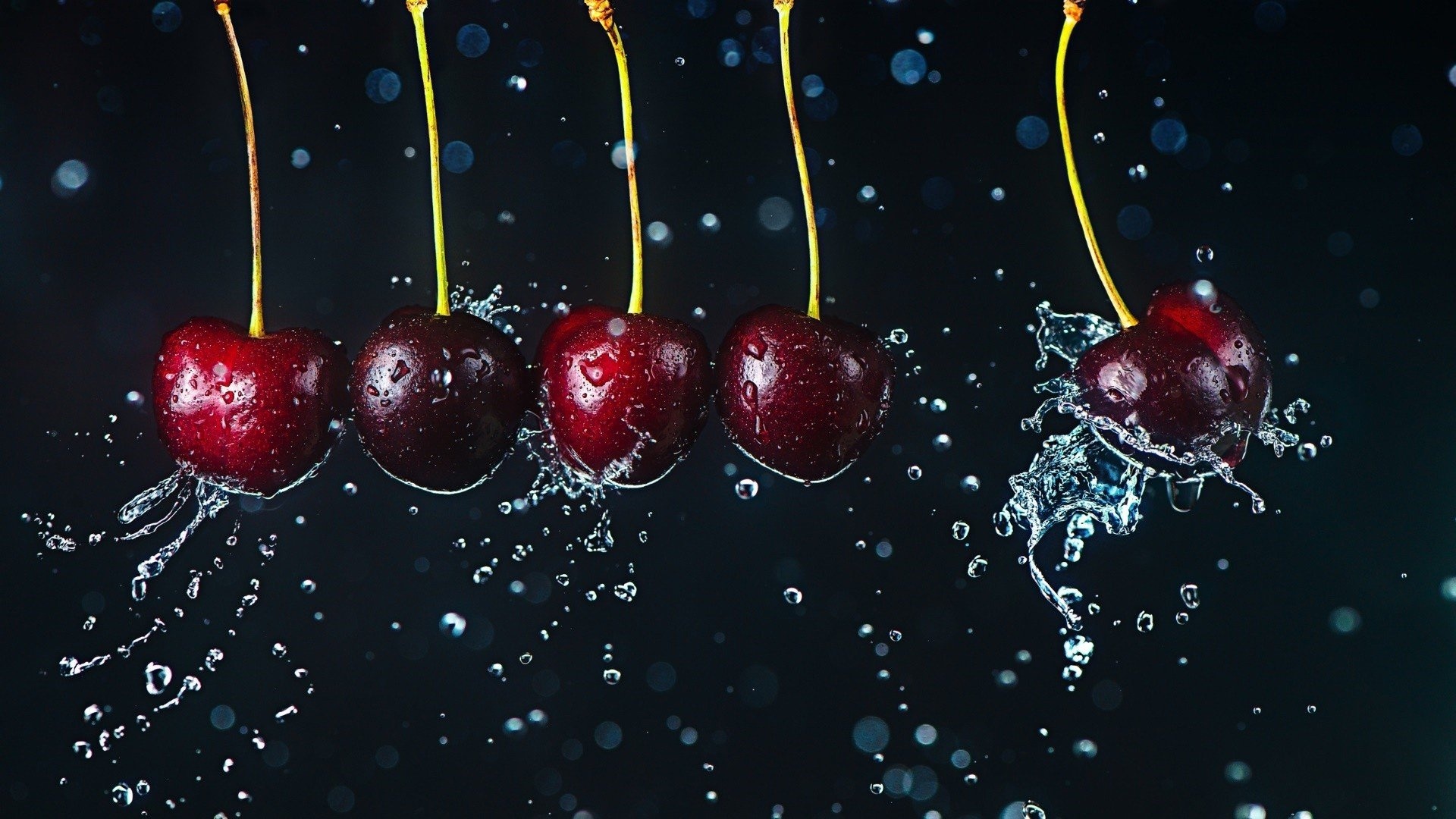 Water droplets on cherries, Refreshing cherry indulgence, Desktop and mobile cherry bliss, Cherry in liquid form, 1920x1080 Full HD Desktop