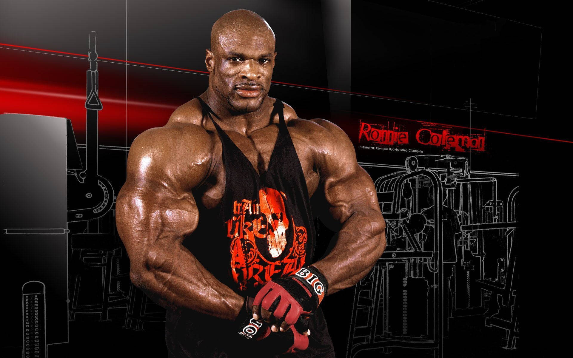 Ronnie Coleman, Weightlifting gloves, Gym equipment line art, HD Desktop wallpaper