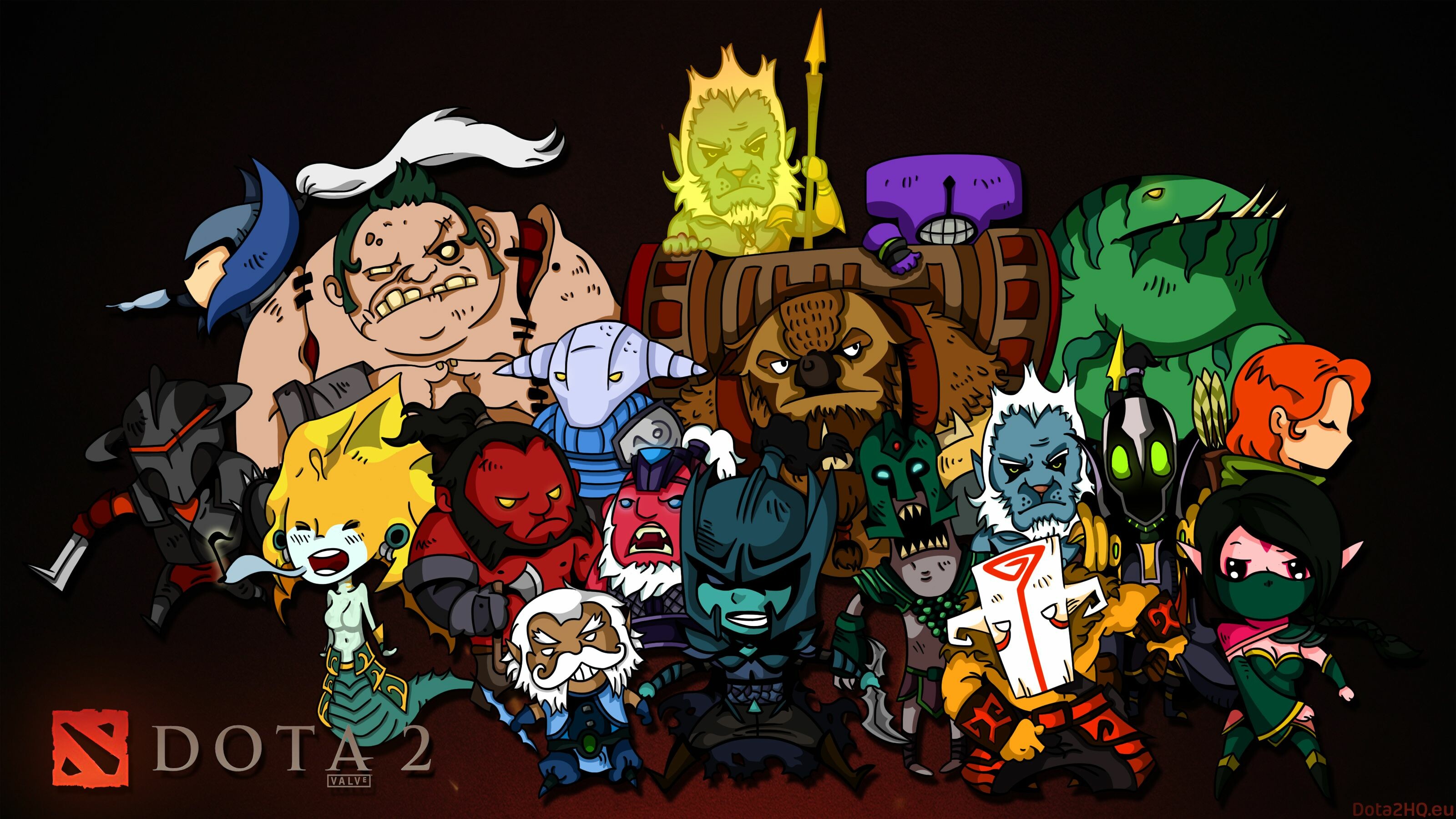 Chibi Heroes, Dota 2 Wallpaper, 3200x1800 HD Desktop