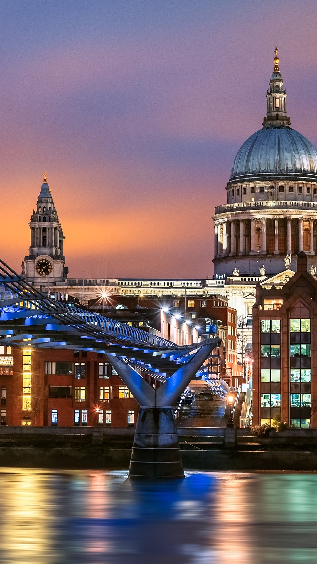 St. Paul's Cathedral, Night view, South Bank, Windows 10 spotlight images, 1080x1920 Full HD Phone