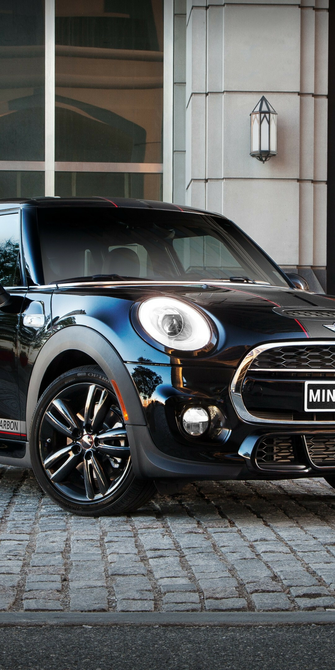 Mini Cooper S, Black front view, Cars wallpapers, Huawei Mate 10, 1080x2160 HD Phone