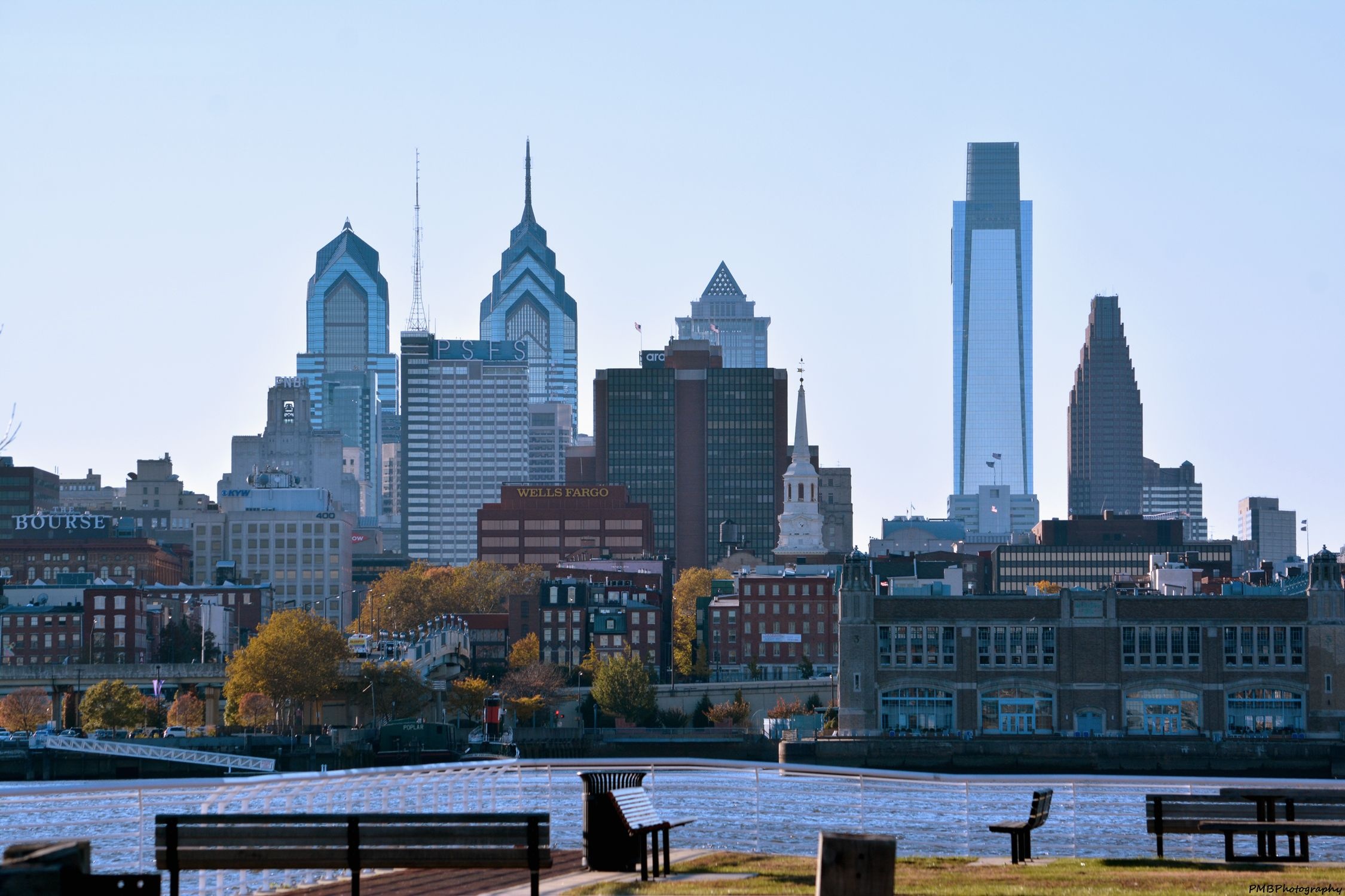 Philadelphia Skyline, Delaware River, Waterfront park, 2250x1500 HD Desktop