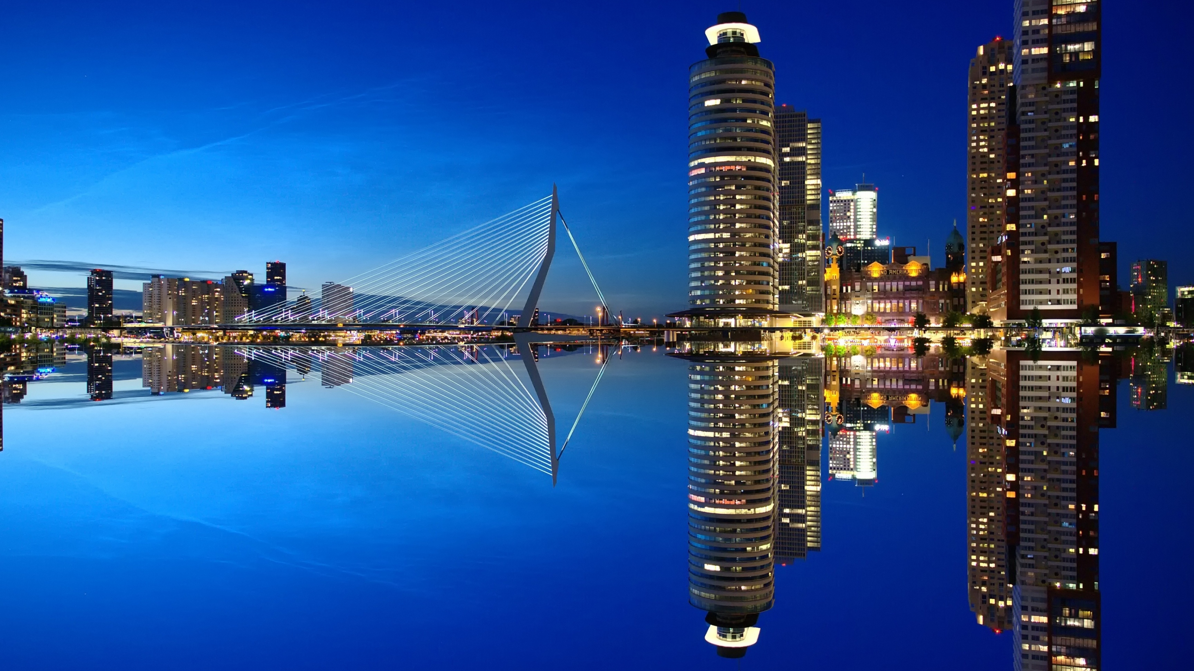 Rotterdam, Night Skylines Wallpaper, 3840x2160 4K Desktop