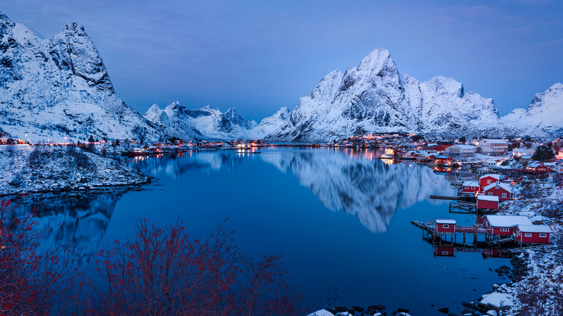 Cozy mountain houses, Winter wonderland, Scenic beauty, Tranquil landscapes, 1920x1080 Full HD Desktop