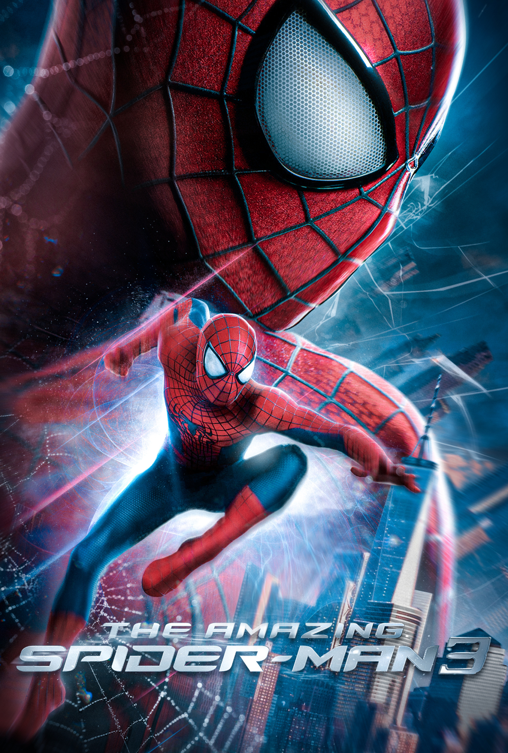 The Amazing Spider-Man 3 logo, Spider-Man in mid-air leap, One World Trade Center skyscraper, HD Phone wallpaper