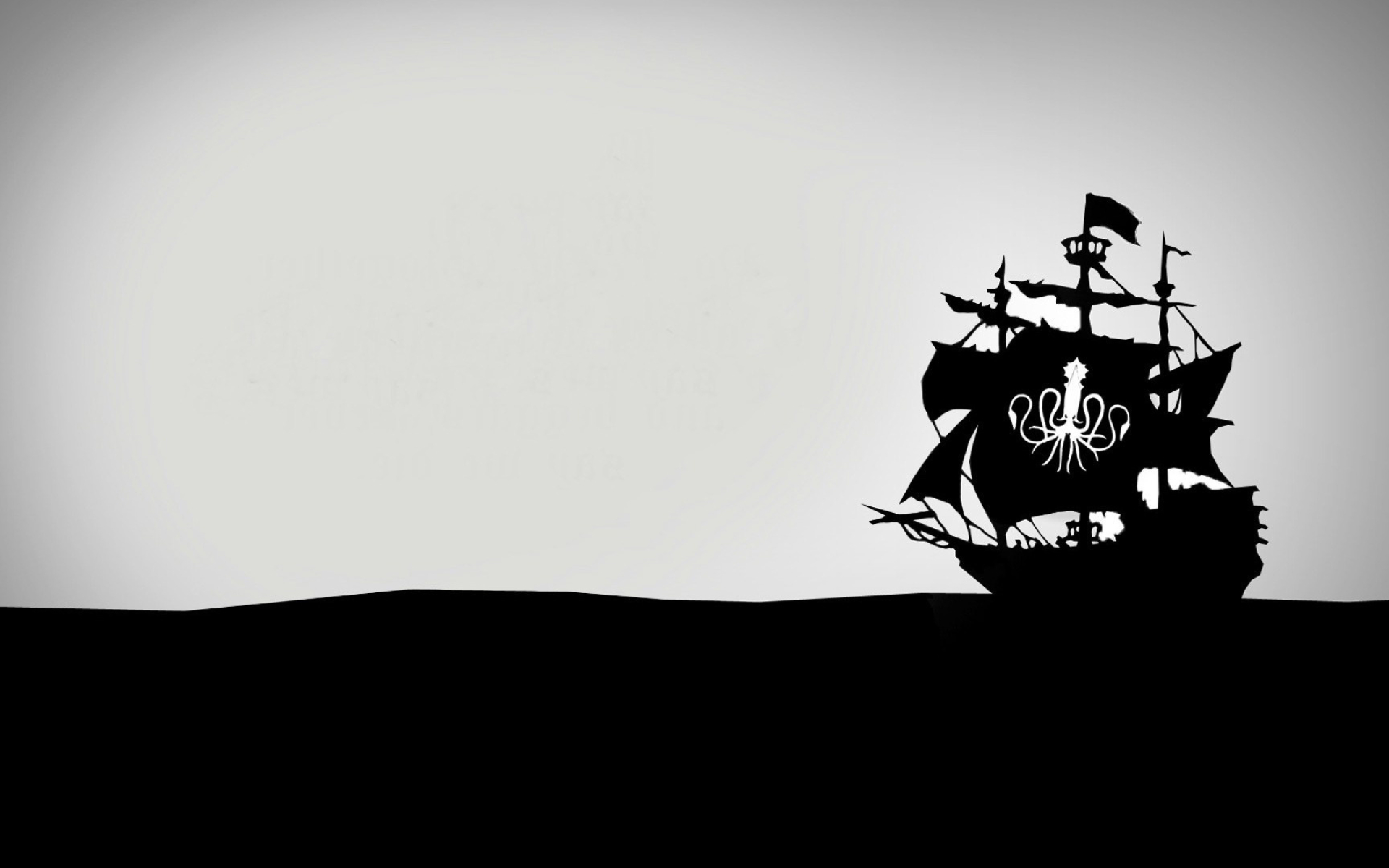 House Greyjoy kraken ship, Pirate ship silhouette, Black and white horizon, HD Desktop wallpaper