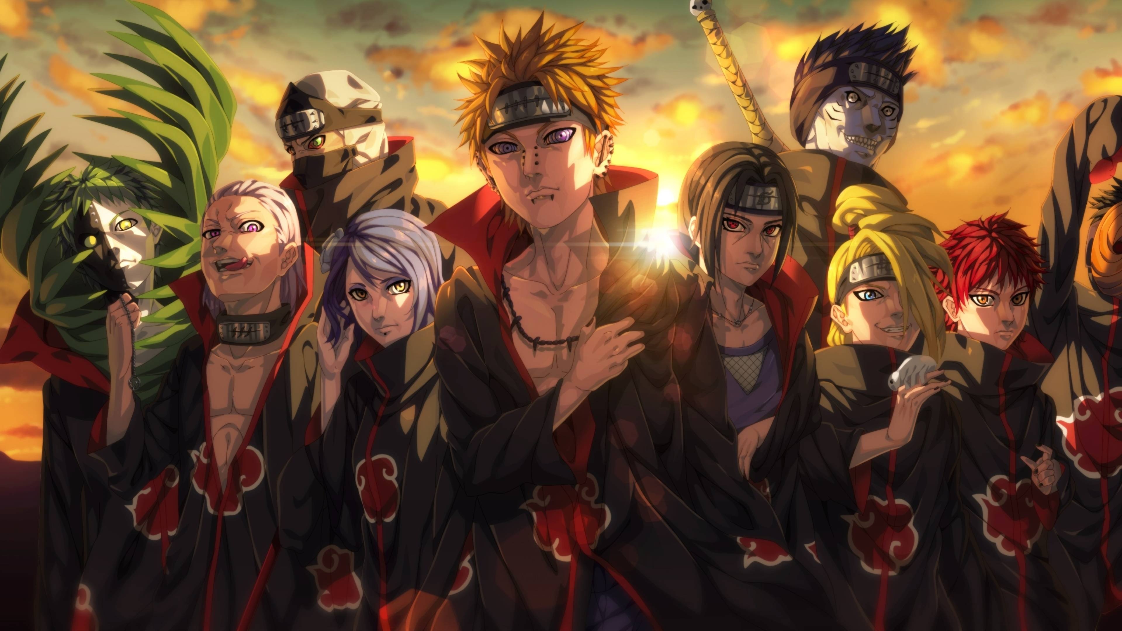Pain, Itachi Uchiha, Konan, Deidara, Kisame Hoshigaki, 4K Desktop wallpaper