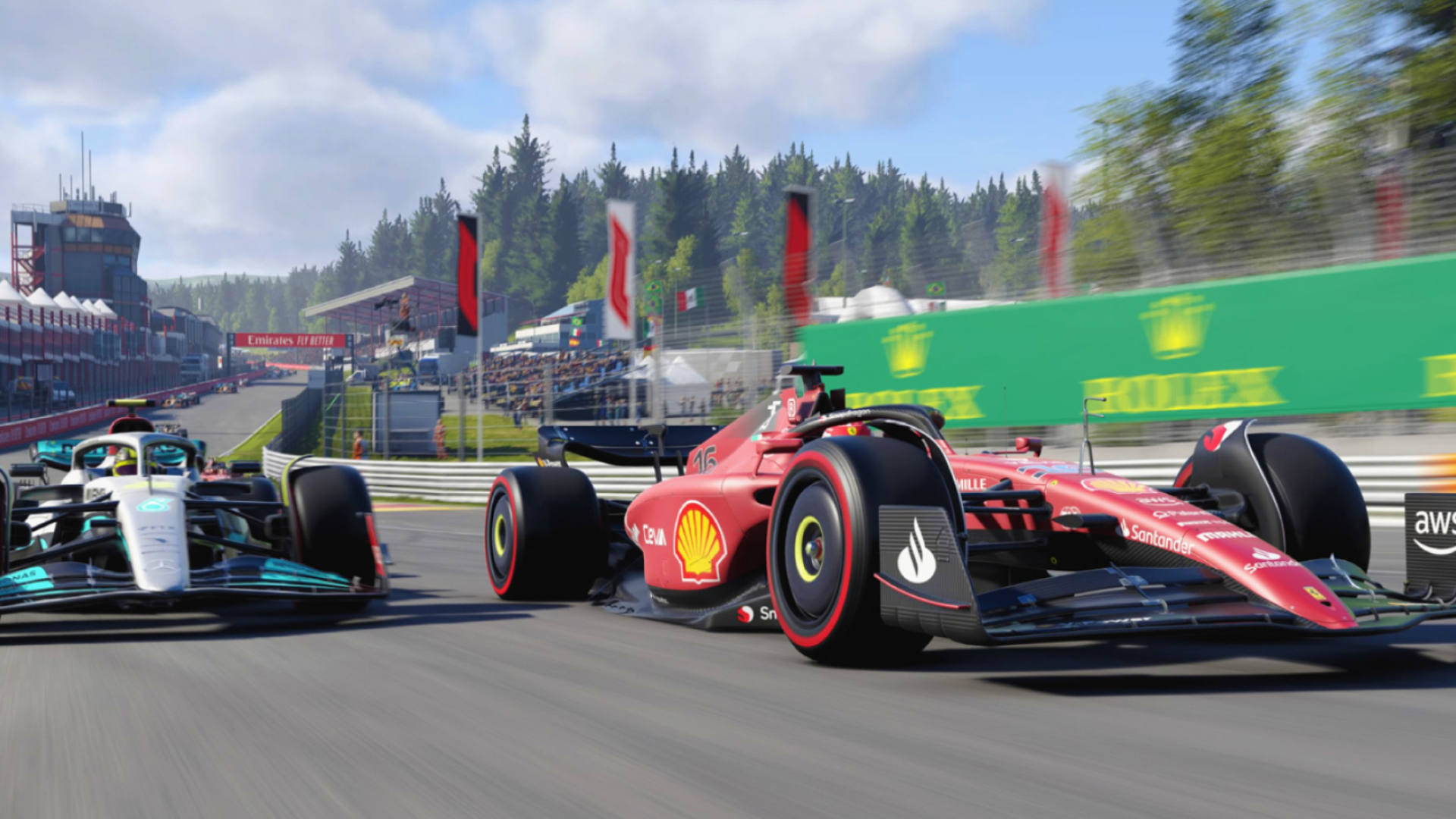 Ferrari F1-75, Mercedes-AMG F1 W13, Circuit de Spa-Francorchamps, Full HD Desktop wallpaper