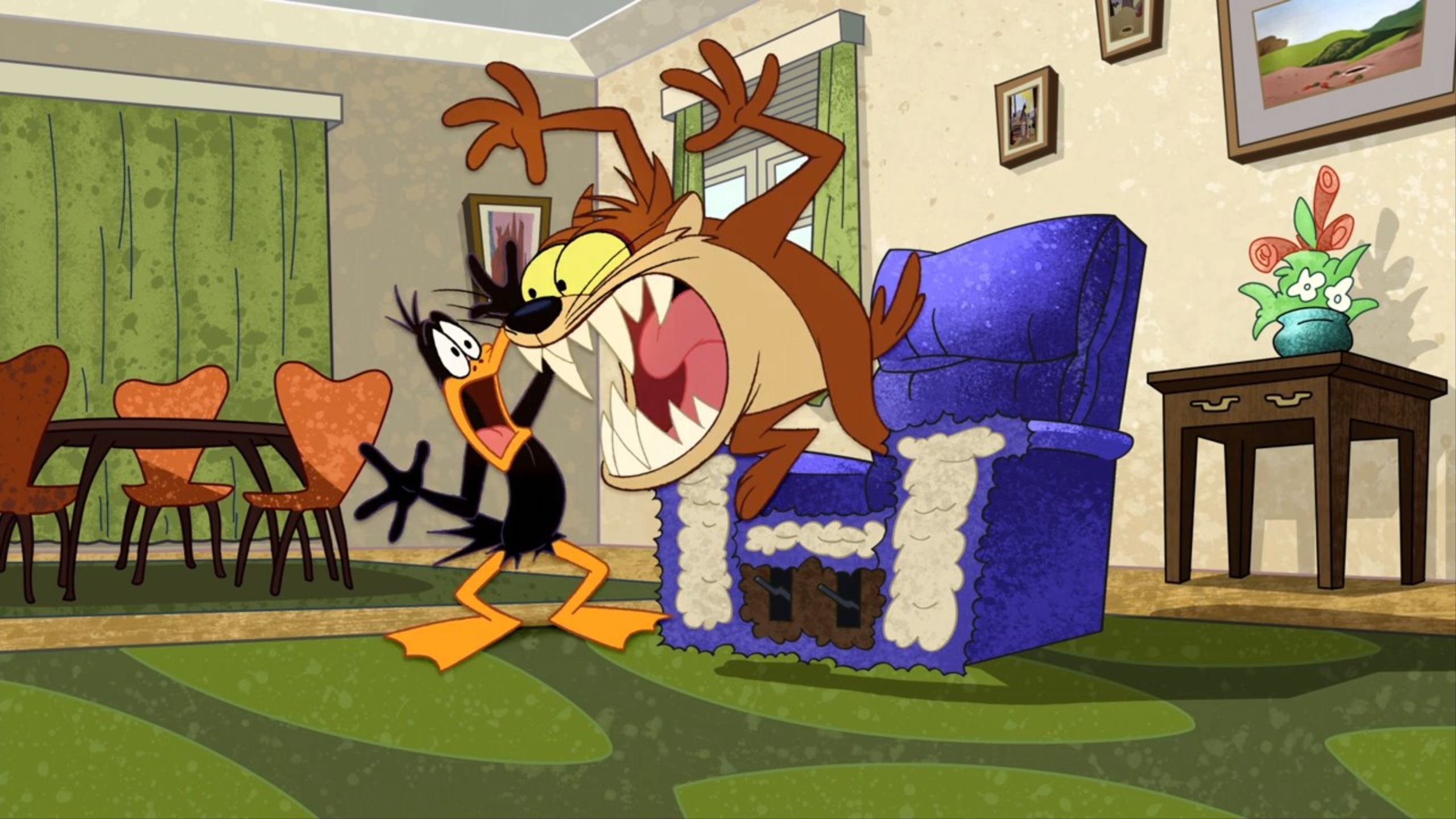 Tasmanian Devil, Daffy Duck, Meme template, Funny interaction, 2560x1440 HD Desktop