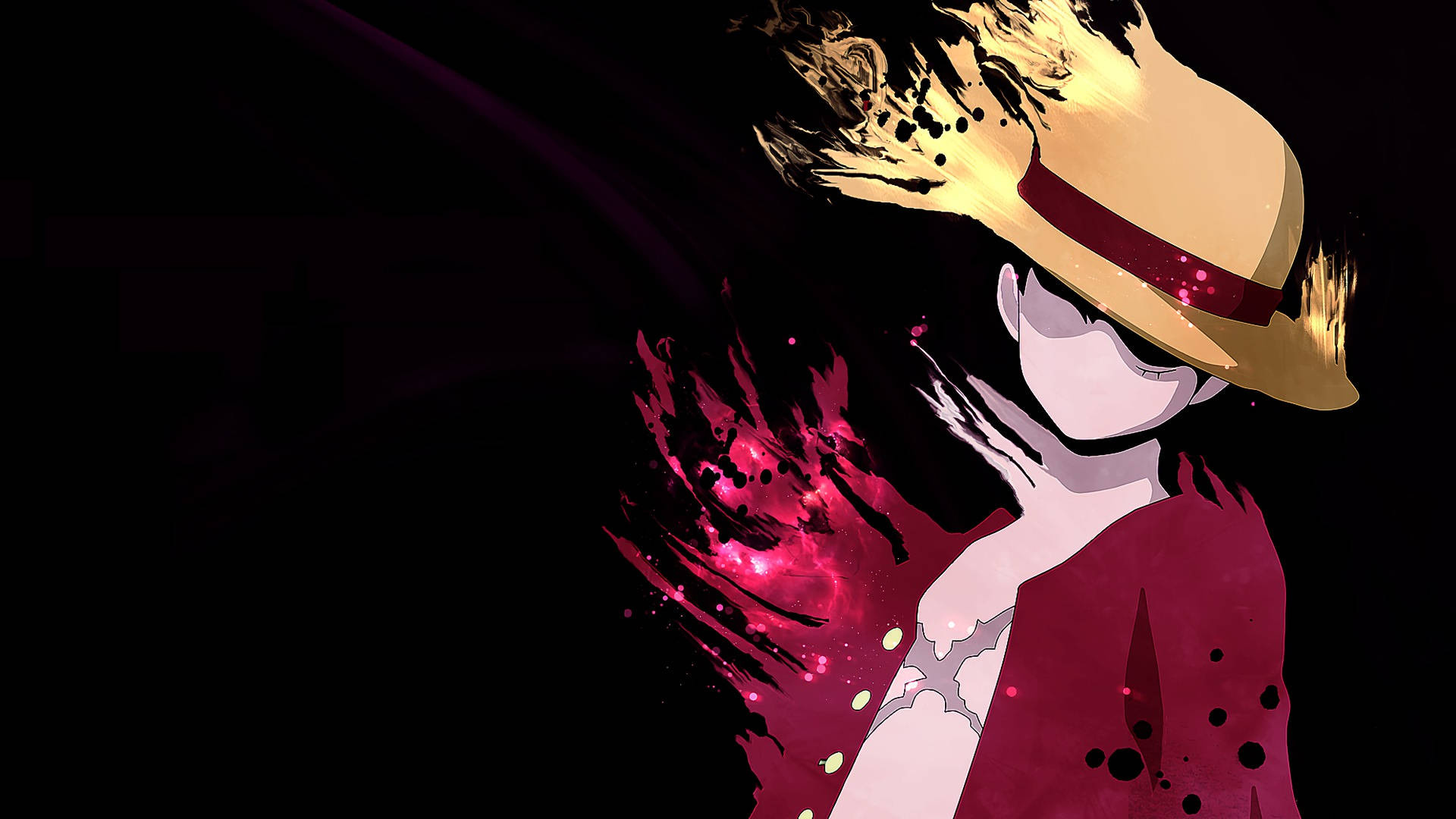 Monkey D. Luffy, flaming straw hat, X-shaped chest scar, Full HD Desktop wallpaper
