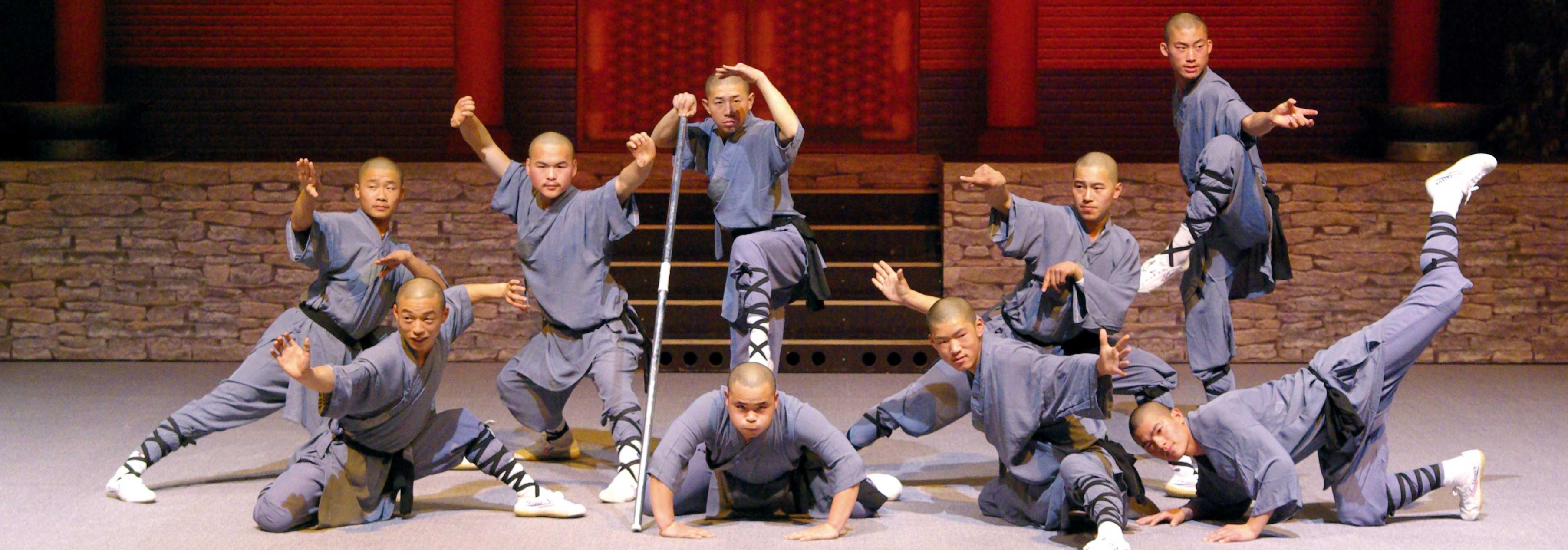 Kung Fu show, Life of Shaolin monks, Spectacular performances, Cultural heritage, 3620x1270 Dual Screen Desktop