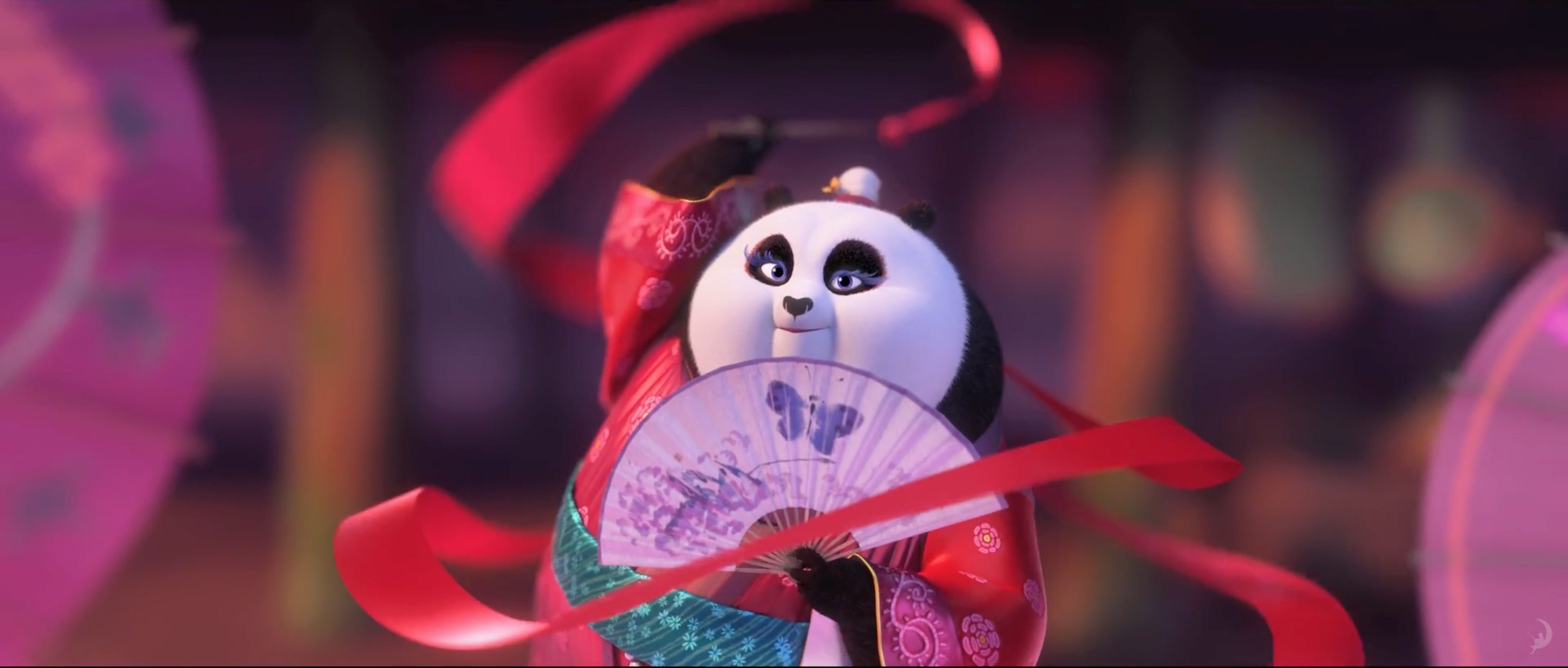 Kung Fu Panda 3, Mei Mei's ribbon dance, Captivating animation, Memorable scenes, 3360x1440 Dual Screen Desktop