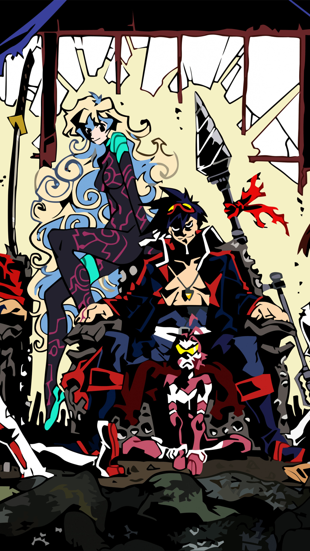 Gurren Lagann, Vibrant art, Anime backgrounds, 1080x1920 Full HD Phone