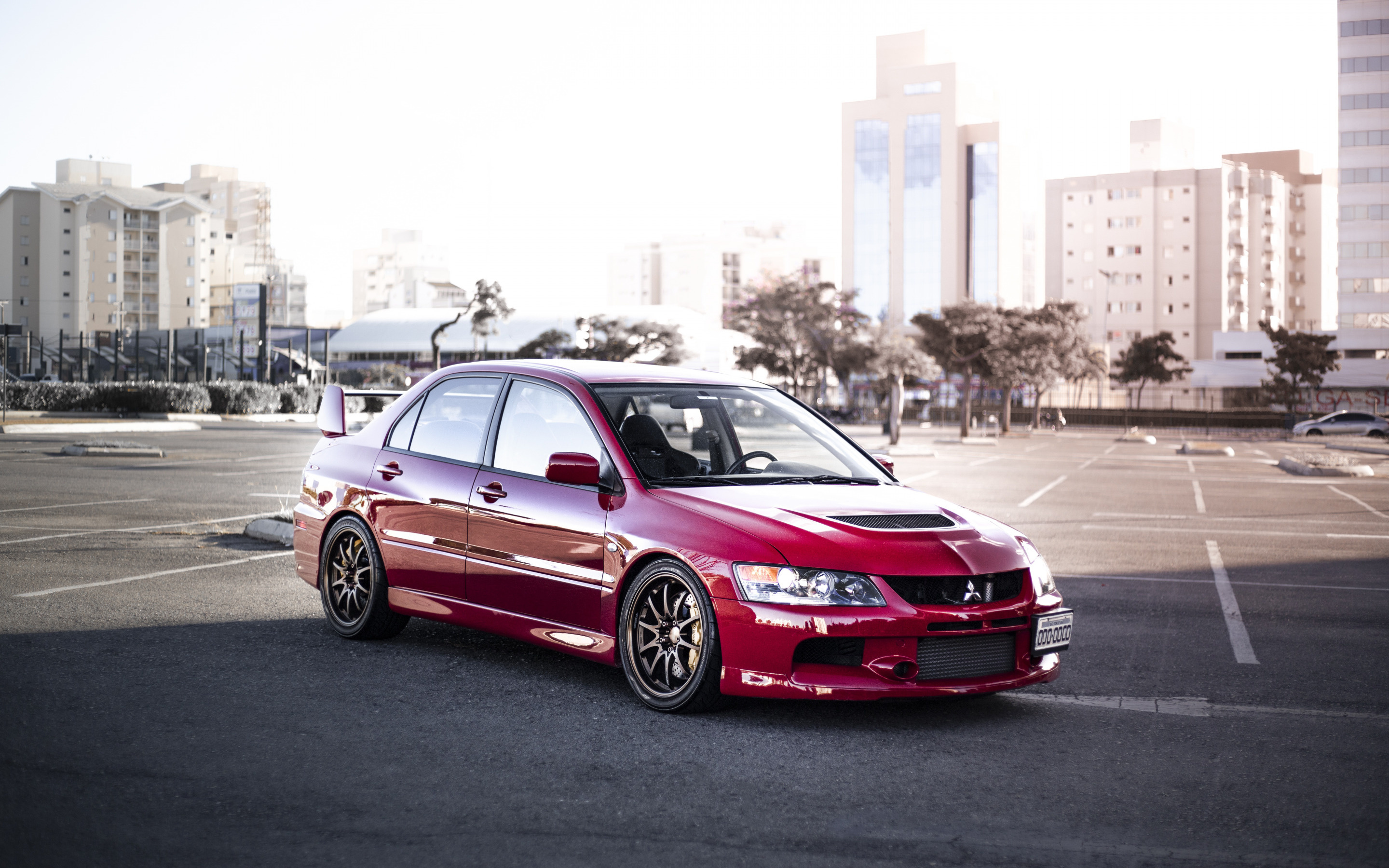 Mitsubishi Lancer Evolution 9, Front view, Tuned Japanese cars, 2880x1800 HD Desktop