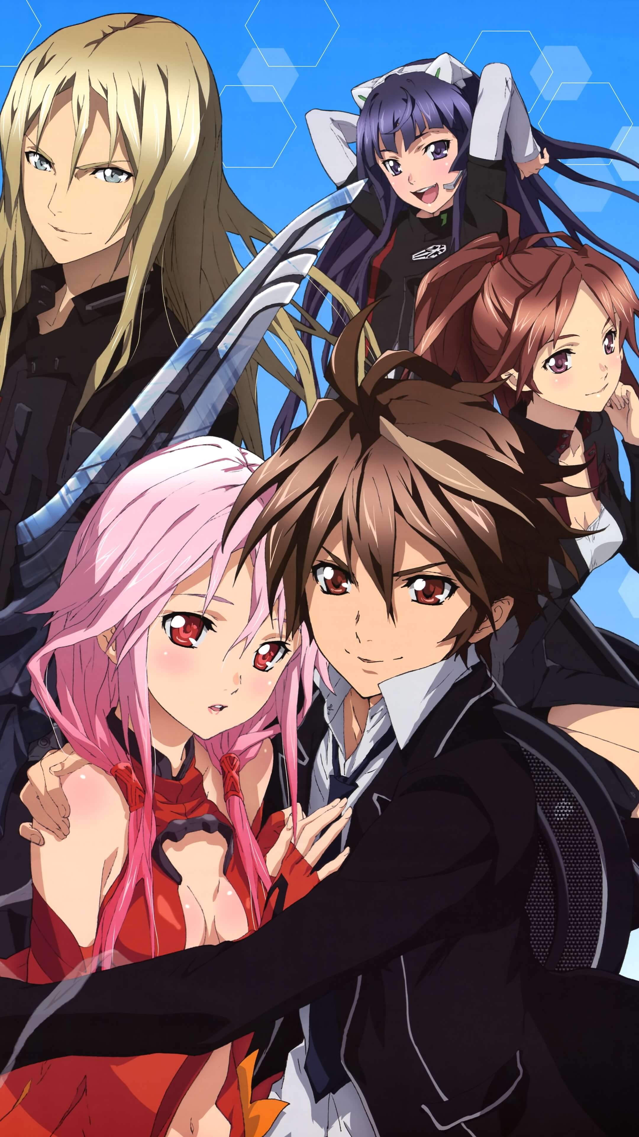 Guilty Crown Anime, Shu Ouma, Inori Yuzuriha, Gai Tsutsugami, 2160x3840 4K Phone