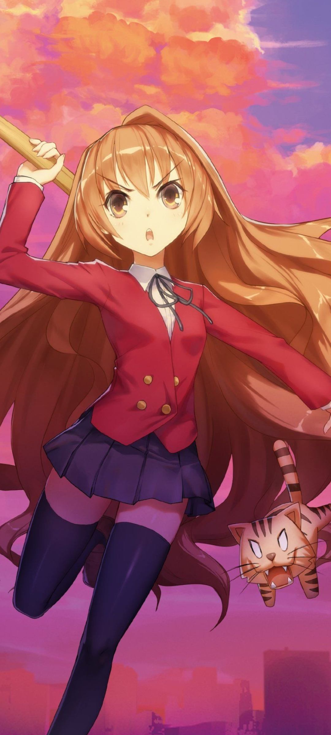 Toradora!, Phone wallpapers, Taiga Aisaka, Beautiful backgrounds, 1080x2400 HD Phone