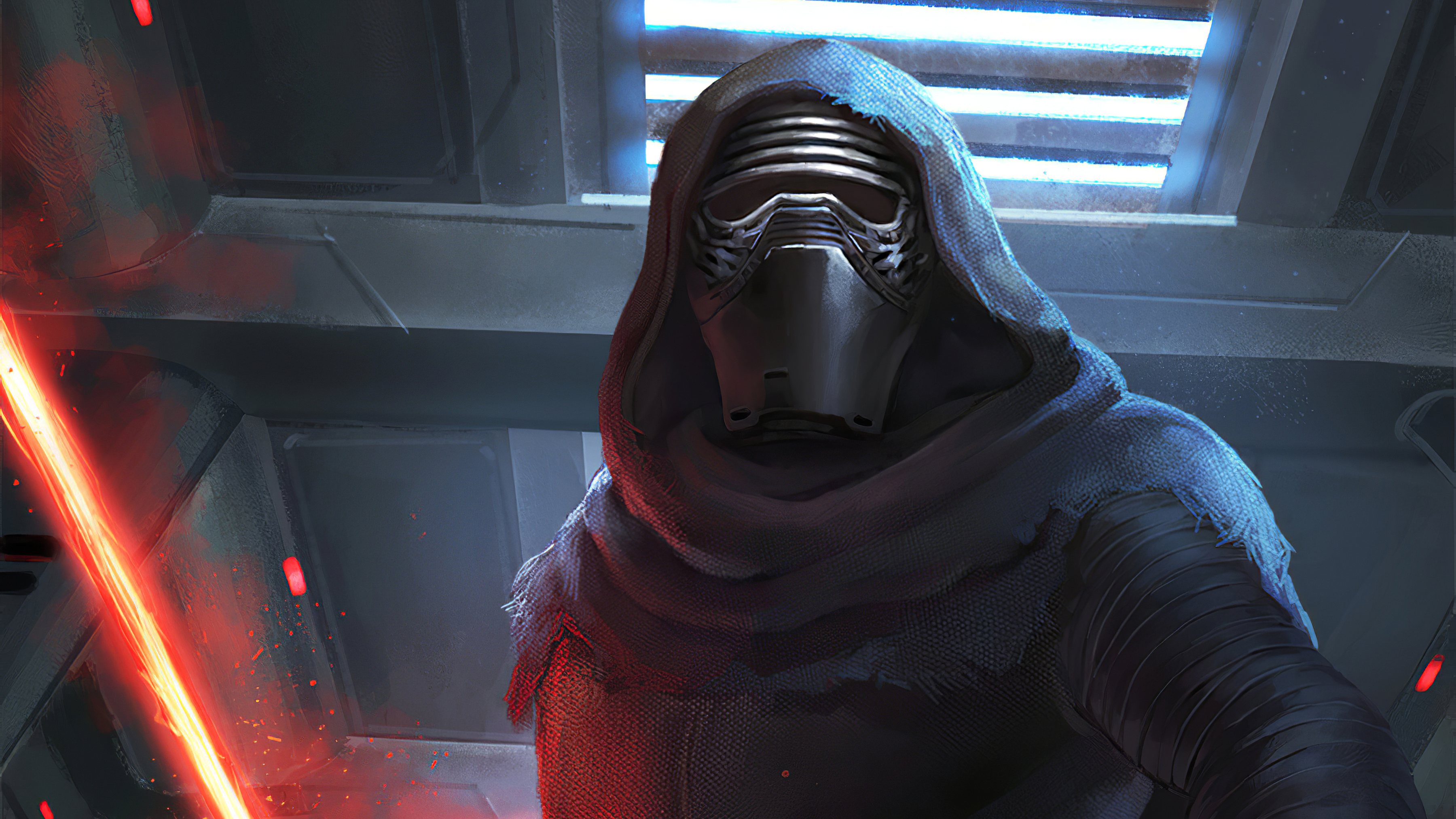 Kylo Ren Mask, Stunning 4k art, Cinematic wallpapers, Dark side portraits, 3600x2030 HD Desktop