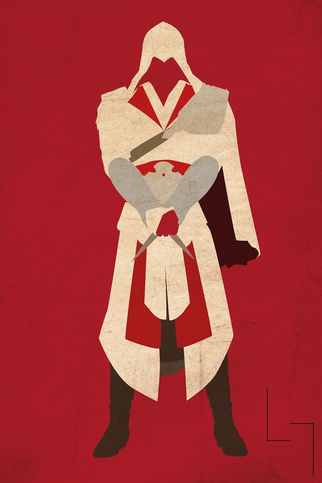 Ezio Auditore da Firenze, Assassin's Creed hidden blades, Red minimalist background, HD Phone wallpaper