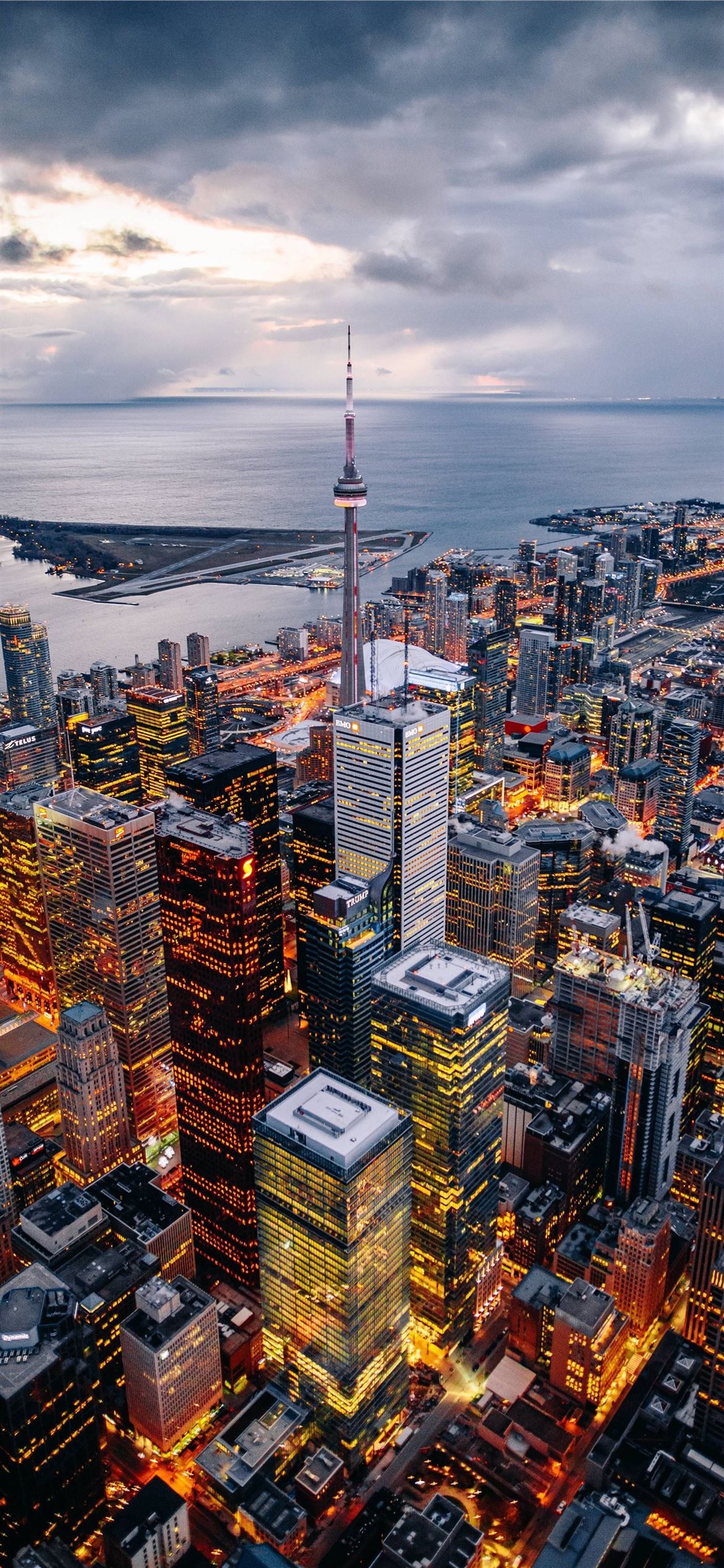 Aerial view, Toronto Skyline Wallpaper, 1170x2540 HD Phone