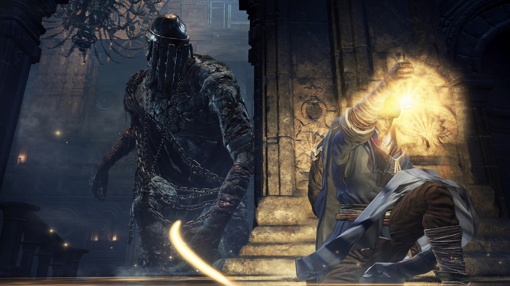 Dark Souls III Slave Giant, Ashen One, Cathedral of the Deep, HD Desktop wallpaper