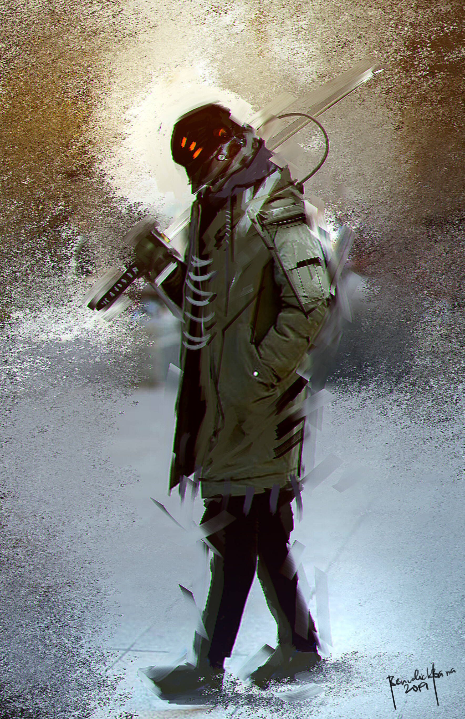 Cyberpunk ninja warrior, Futuristic katana sword, Techwear parka coat, HD Phone wallpaper