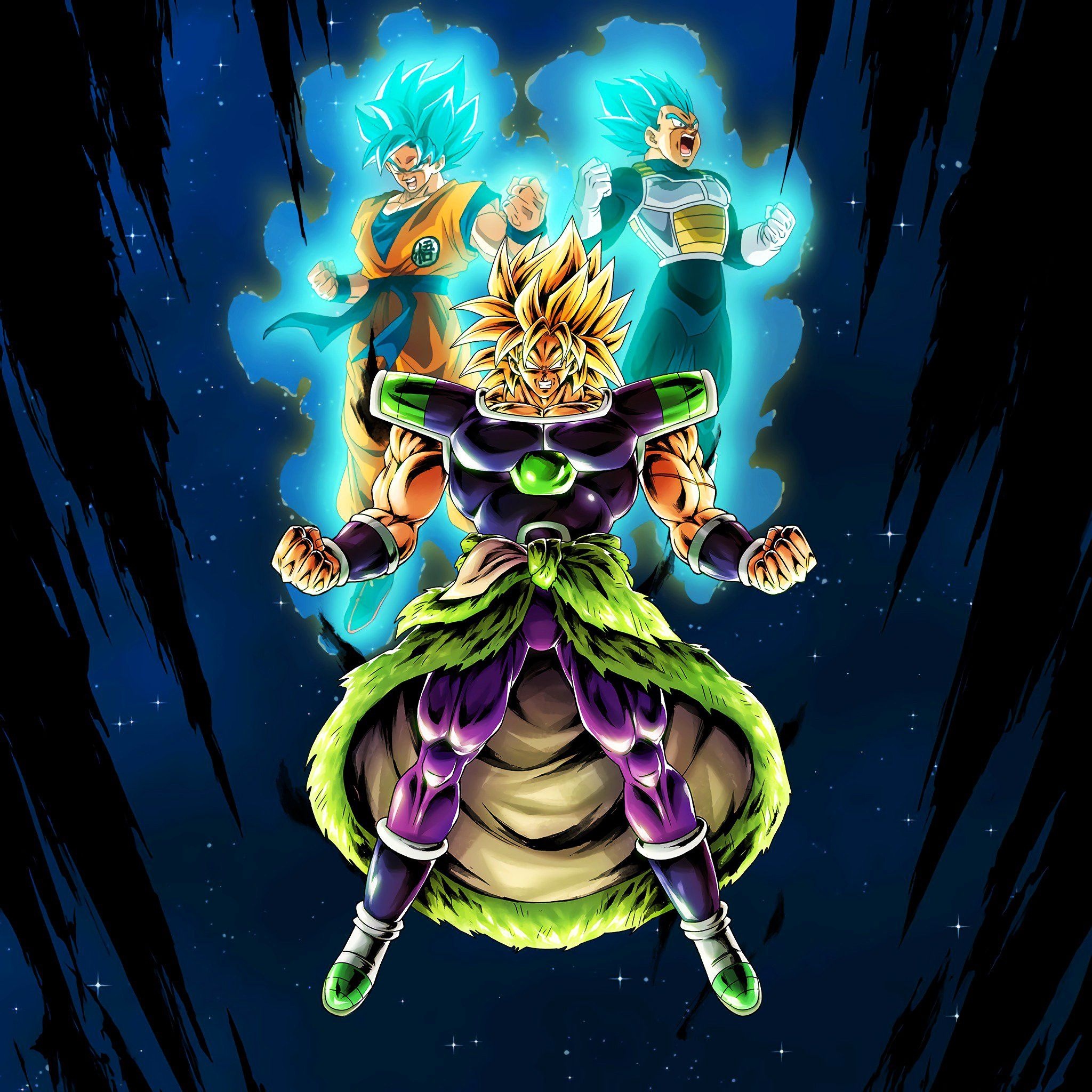 Super Saiyan Broly, Super Saiyan Blue Goku, Super Saiyan Blue Vegeta, HD Phone wallpaper