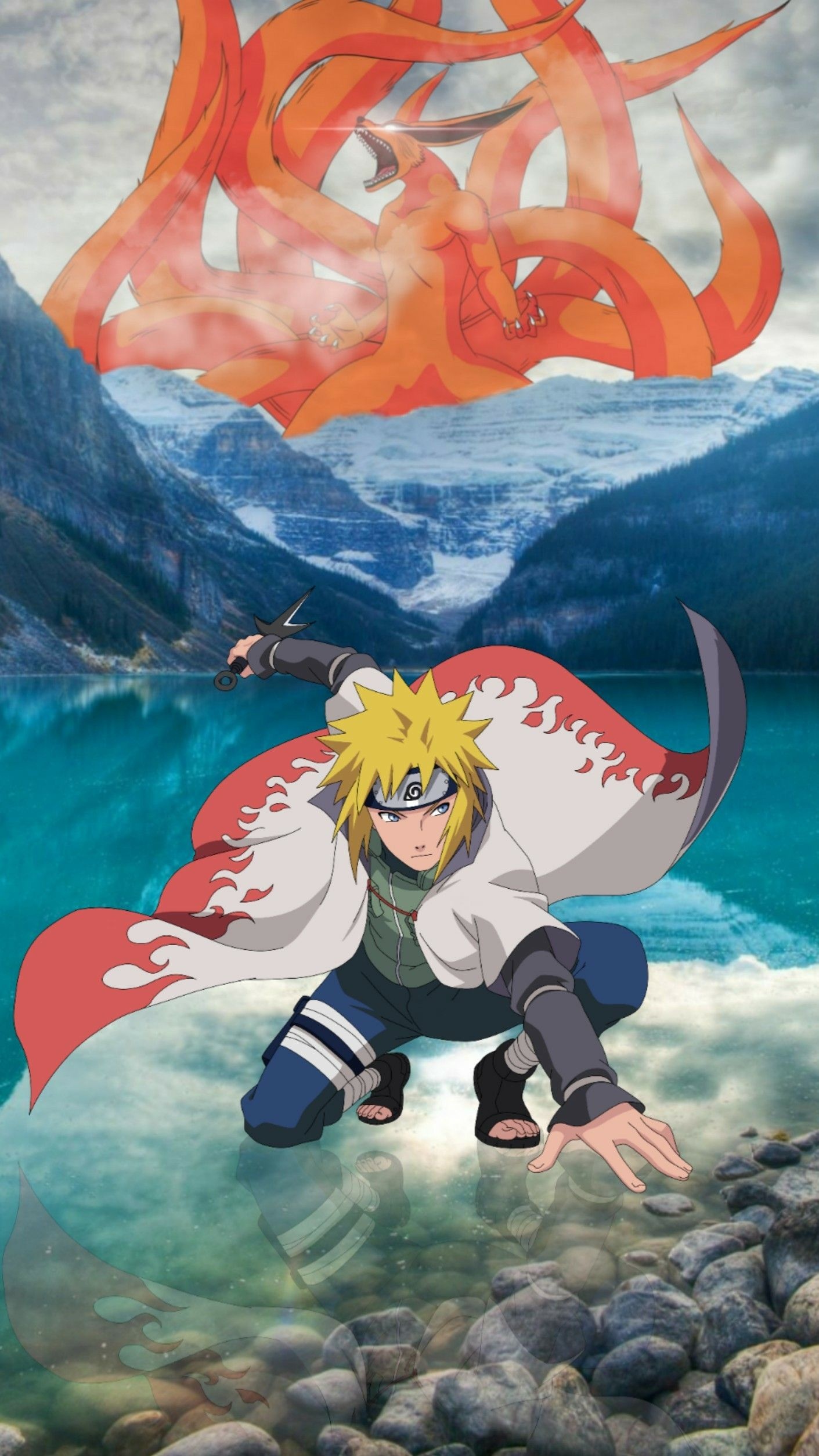 Minato Namikaze, Kurama Nine-Tails, Flying Thunder God kunai, HD Phone wallpaper