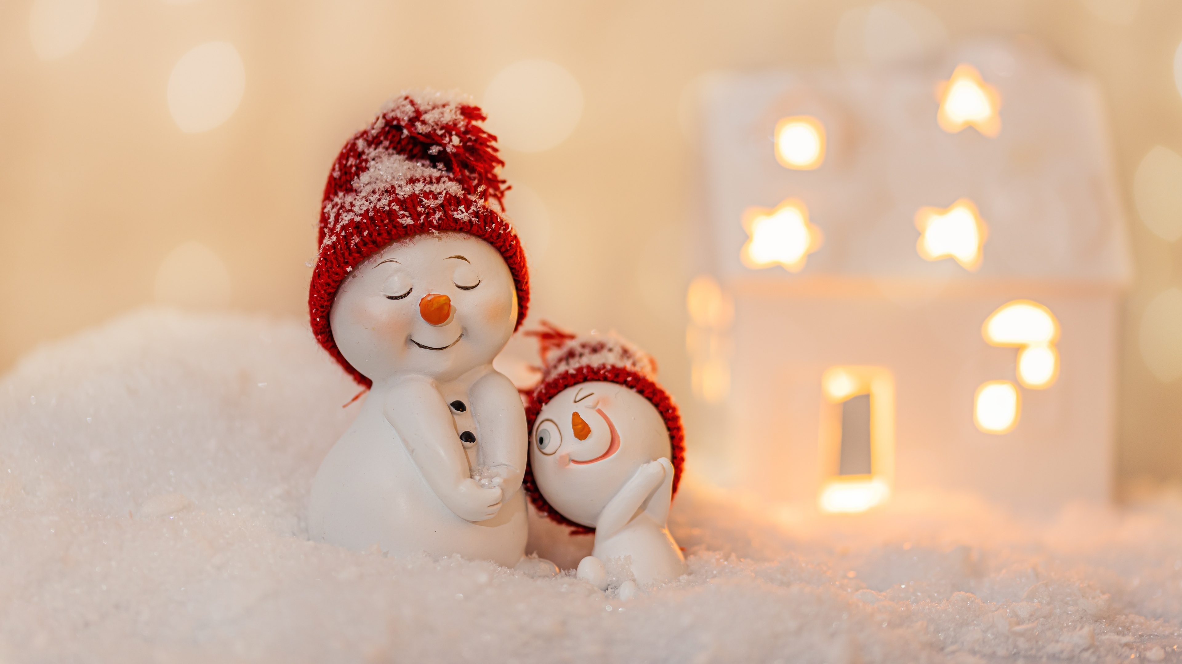 Snowmen, Cute Christmas Wallpaper, 3840x2160 4K Desktop