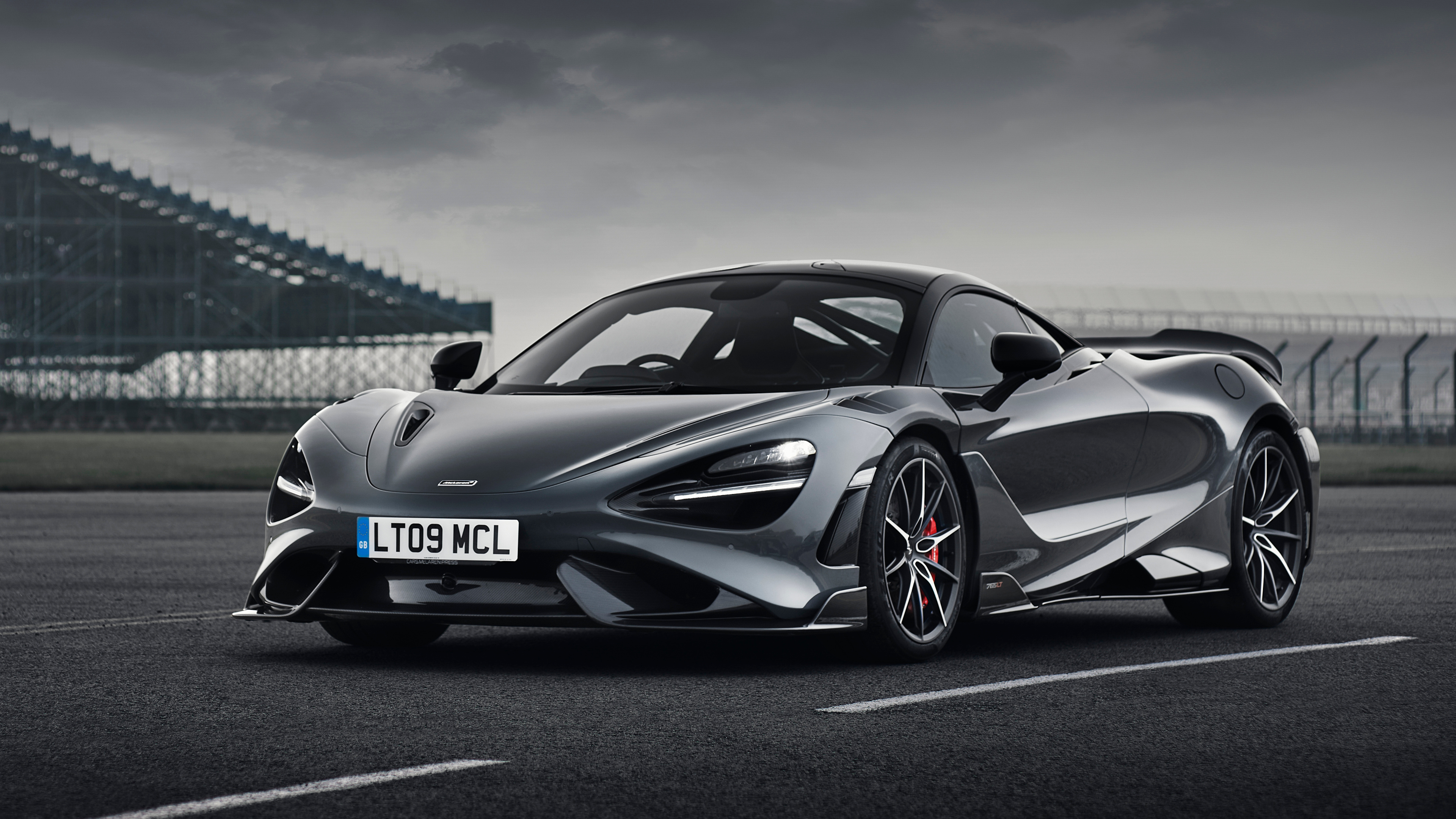 McLaren 765LT, Supercar wallpaper, Graceful gray, Race tracks, 3840x2160 4K Desktop