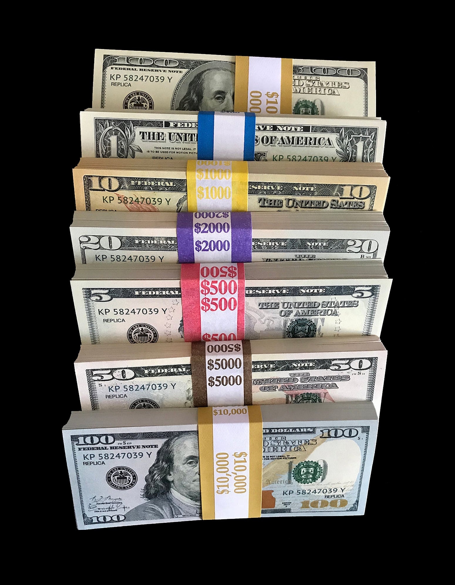 Stacked US dollar replicas, Color-coded currency straps, Benjamin Franklin portrait, HD Phone wallpaper