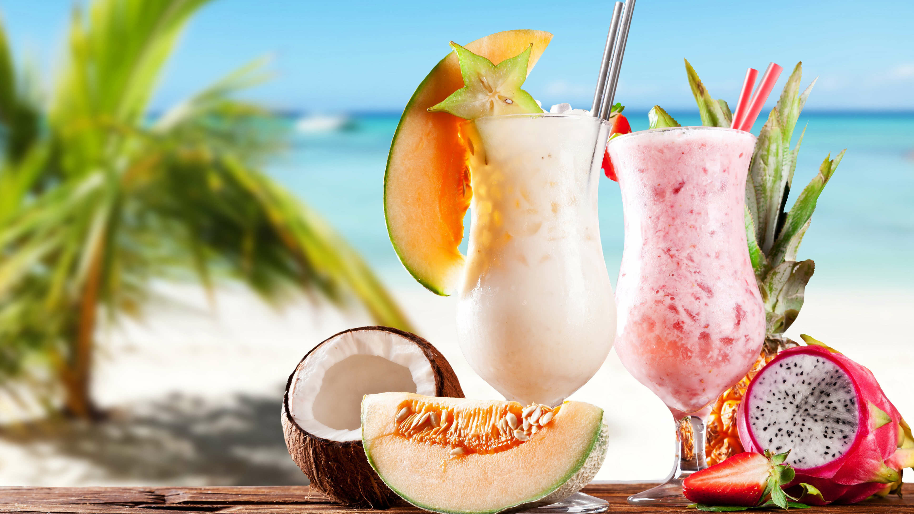 Beach fruit shake cocktails, Tropical indulgence, 3840x2160 4K Desktop