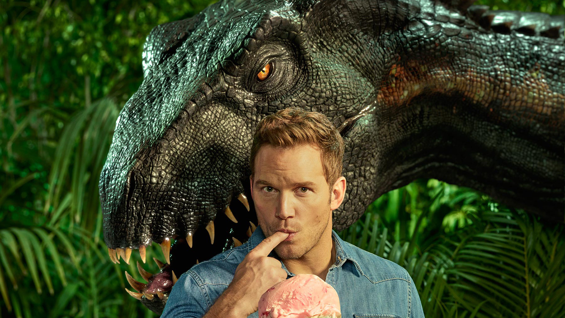 Chris Pratt, Movie star, Jurassic World, Indoraptor, 1920x1090 HD Desktop