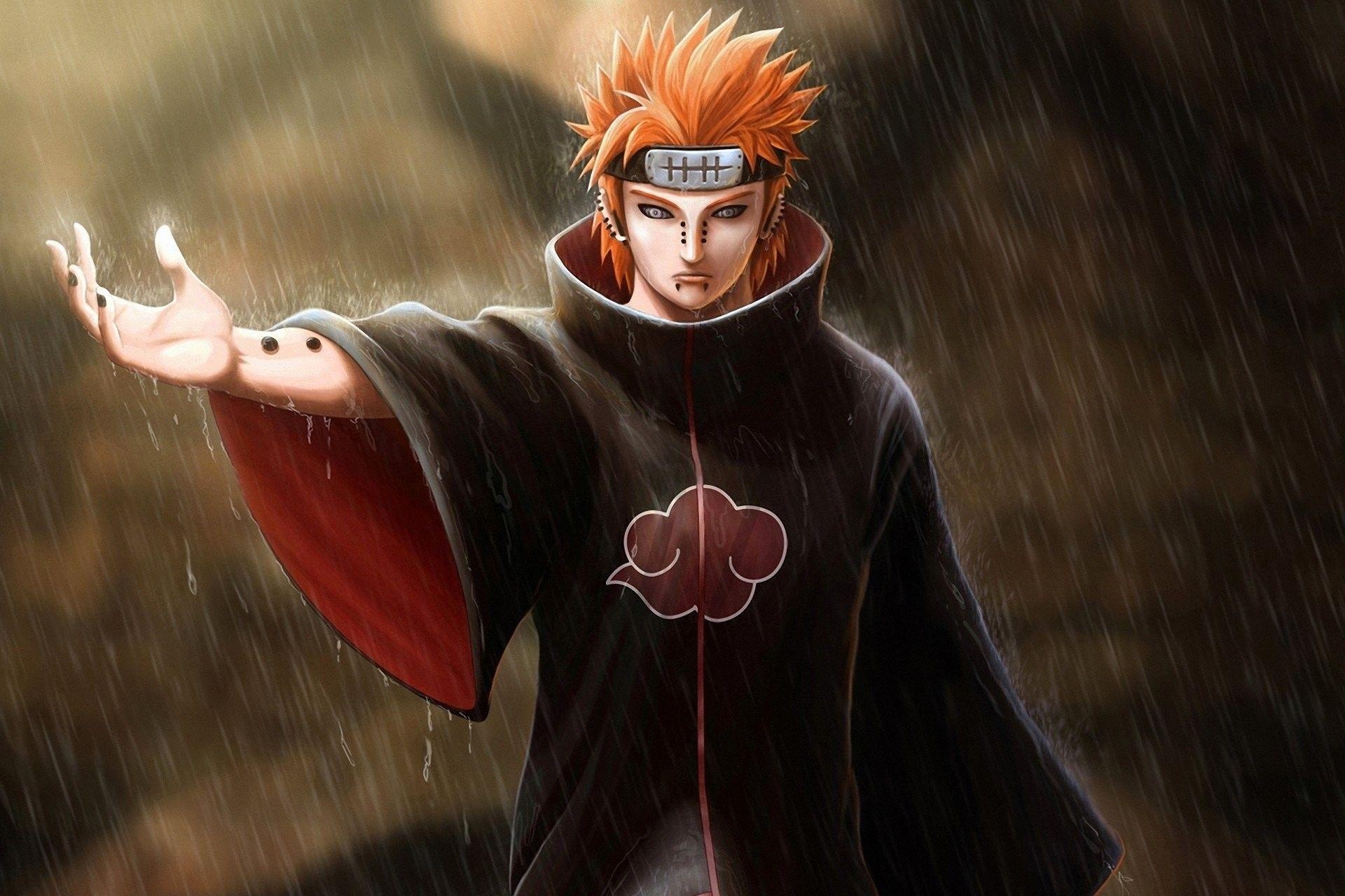 Pain Deva Path, Akatsuki cloak, Rinnegan eyes, HD Desktop wallpaper