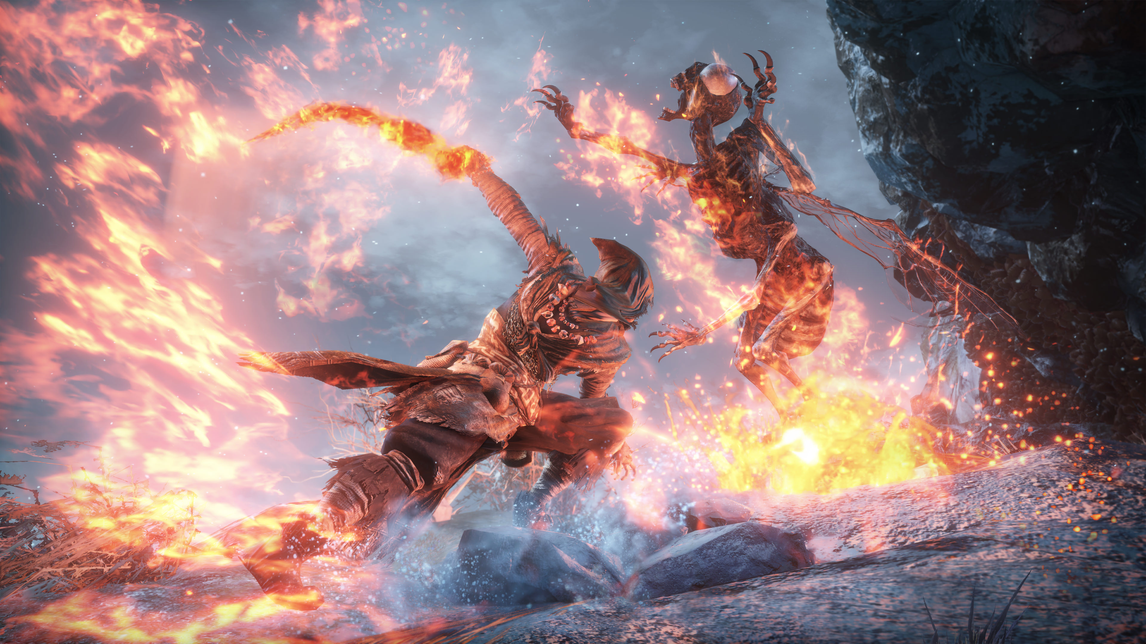 Corvian Settler, Ashen One pyromancer, Painted World of Ariandel, 4K Desktop wallpaper