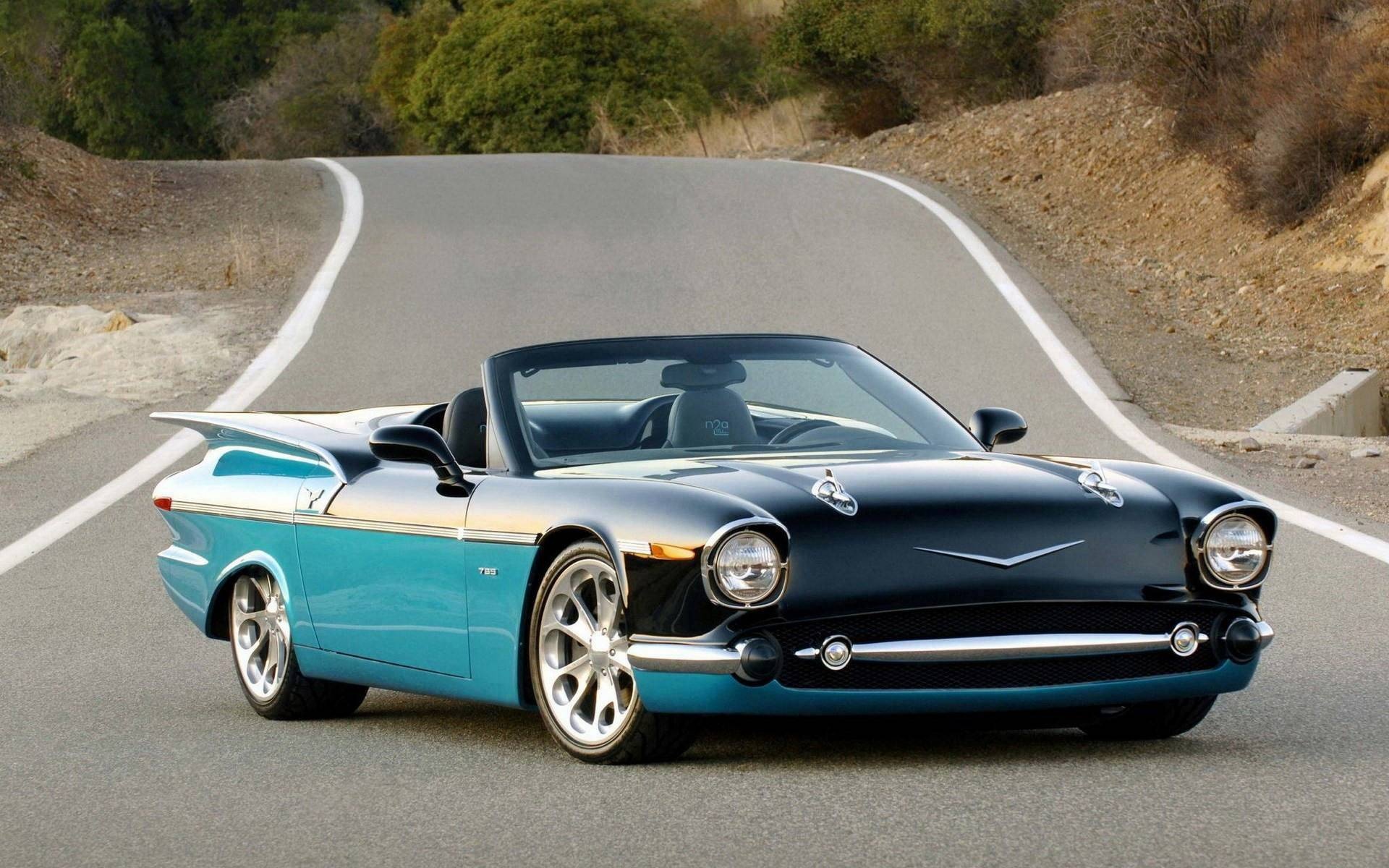 n2a Motors 789, custom retro roadster, winding mountain road, HD Desktop wallpaper
