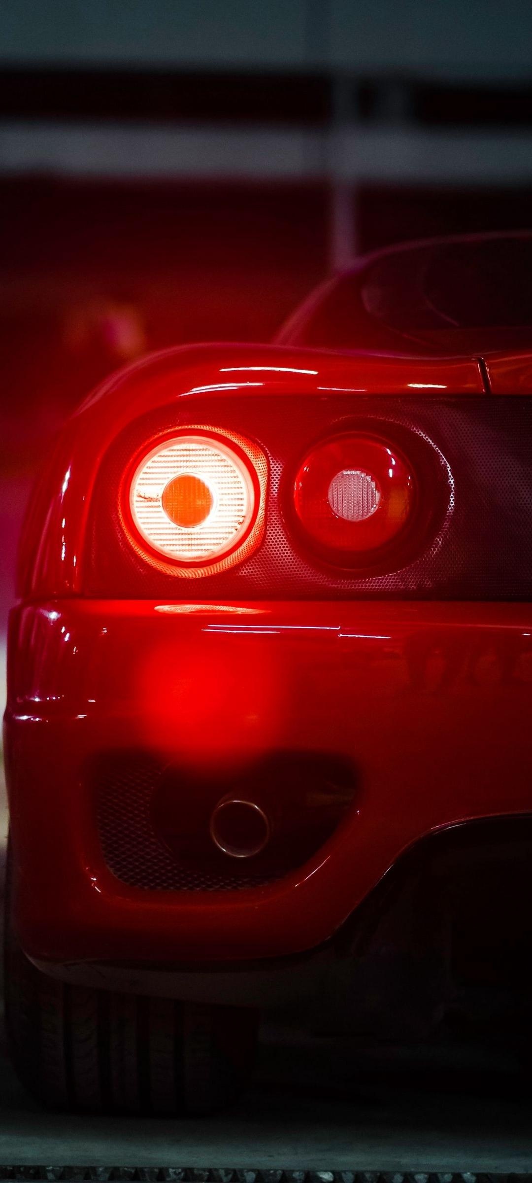 Ferrari 360 Modena, glowing round taillight, rear exhaust pipe, HD Phone wallpaper