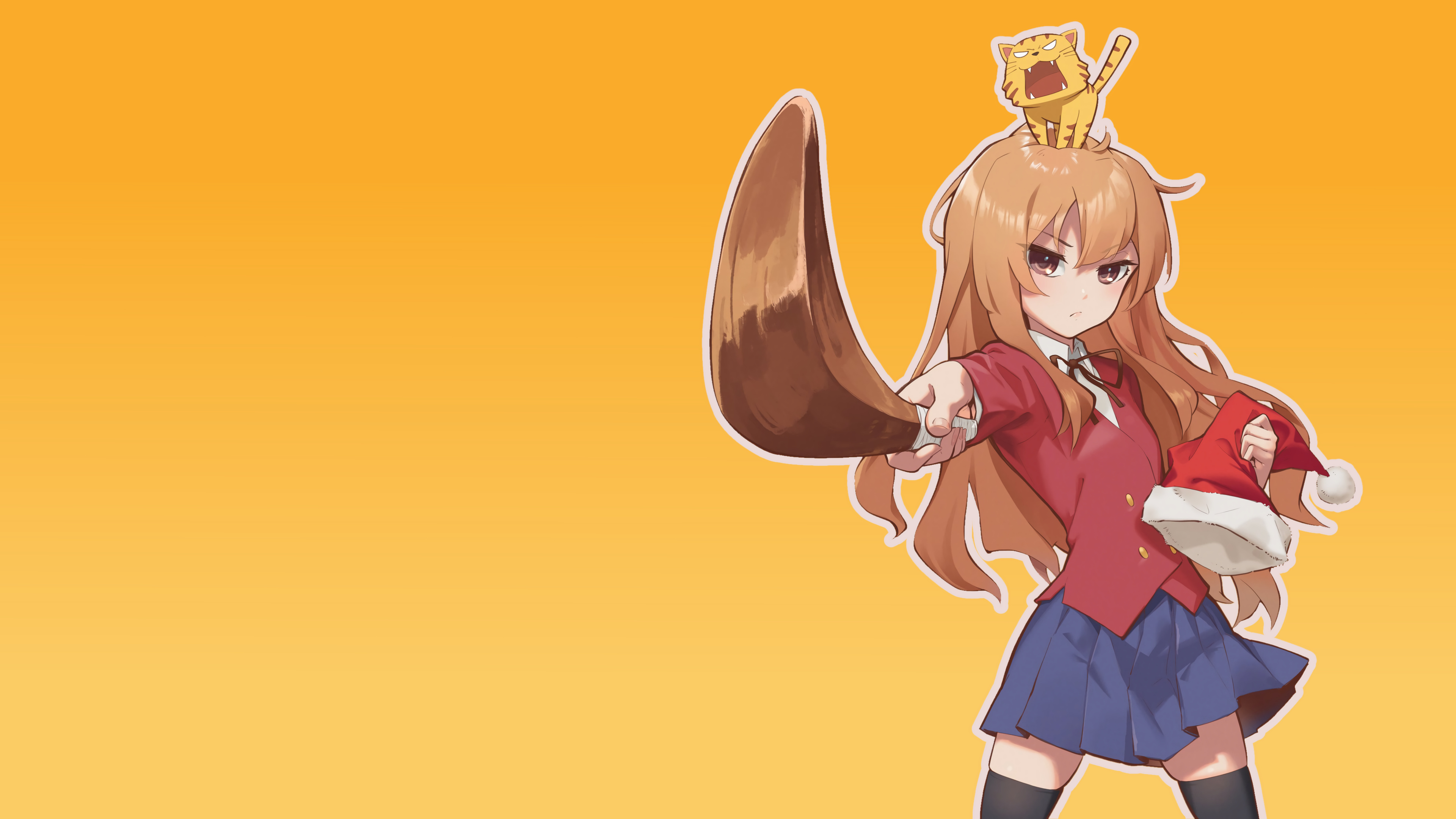 Toradora!, Aisaka Taiga, Tiger Santa hats, Skirt, 3840x2160 4K Desktop