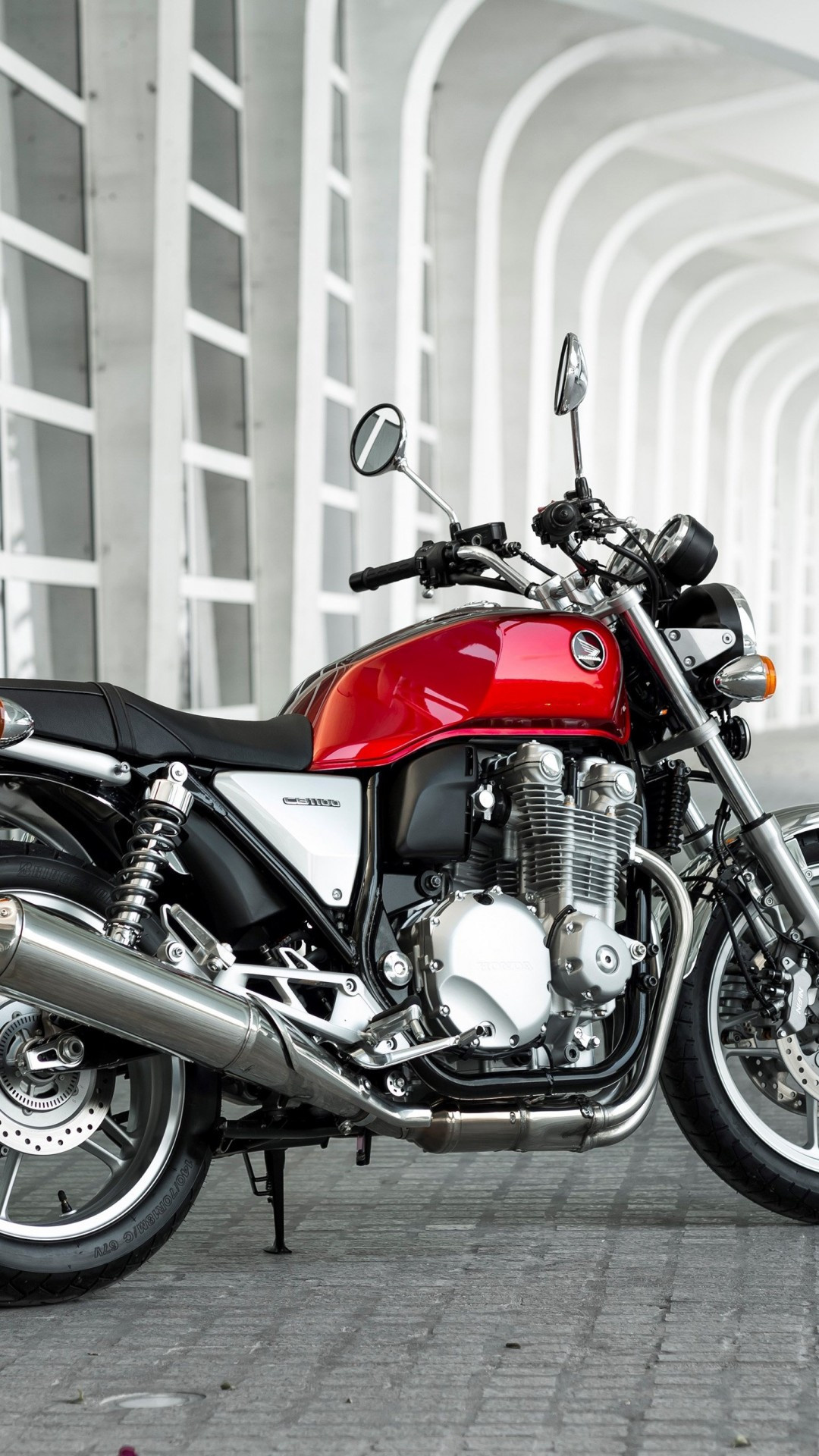 Honda CB1100, Side view, Red motorcycle, iPhone wallpapers, 1080x1920 Full HD Phone
