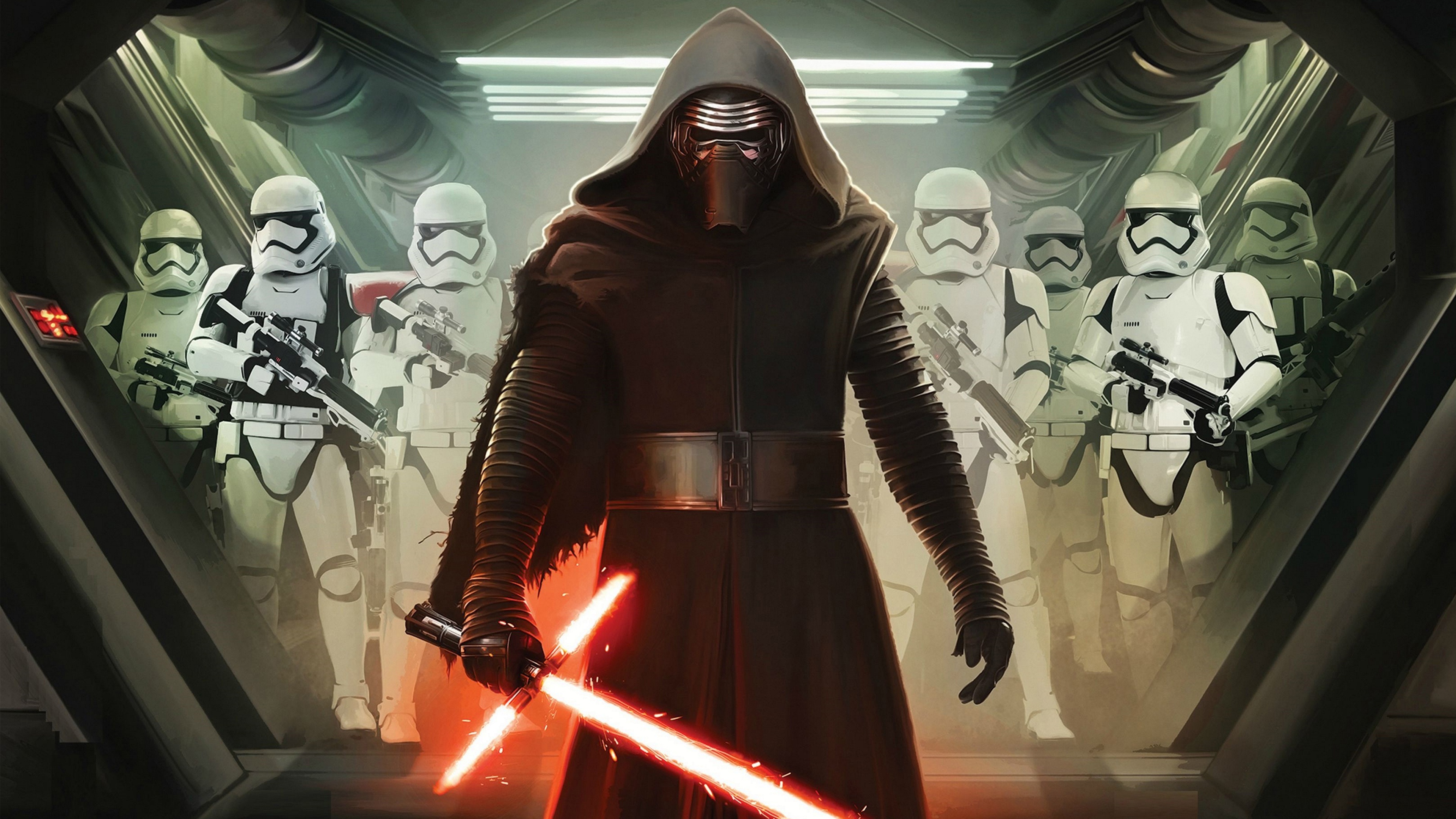 Kylo Ren and First Order Stormtroopers, HD wallpapers, Download options, Dark side, 3840x2160 4K Desktop