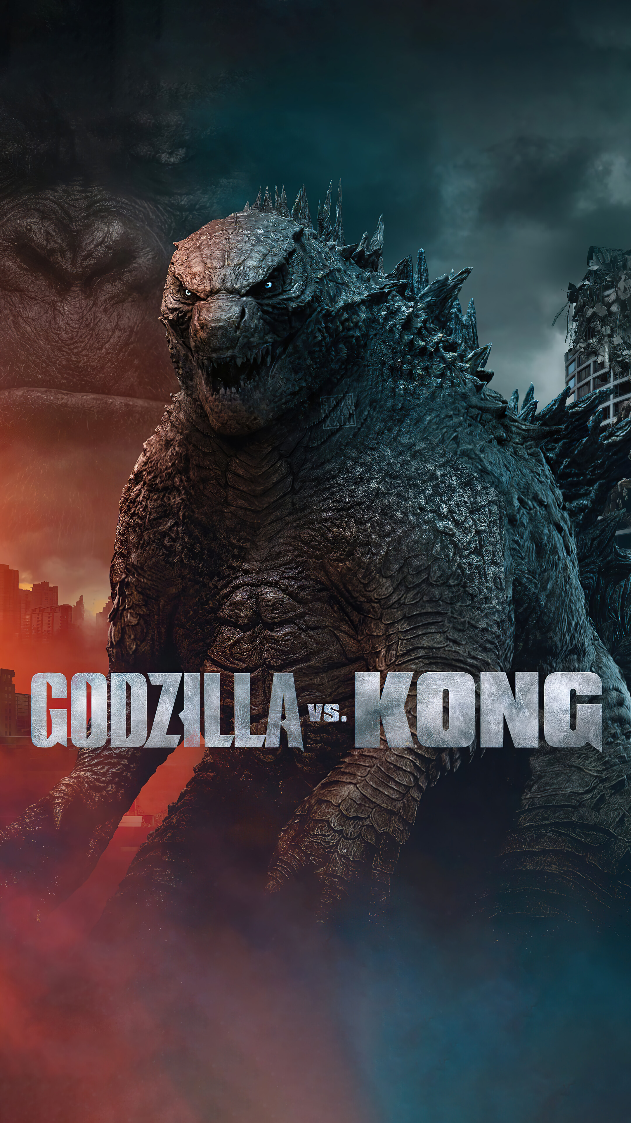 Godzilla vs. Kong poster wallpapers, Kong and Godzilla face-off, Striking visuals, Astonishing artwork, 2160x3840 4K Phone