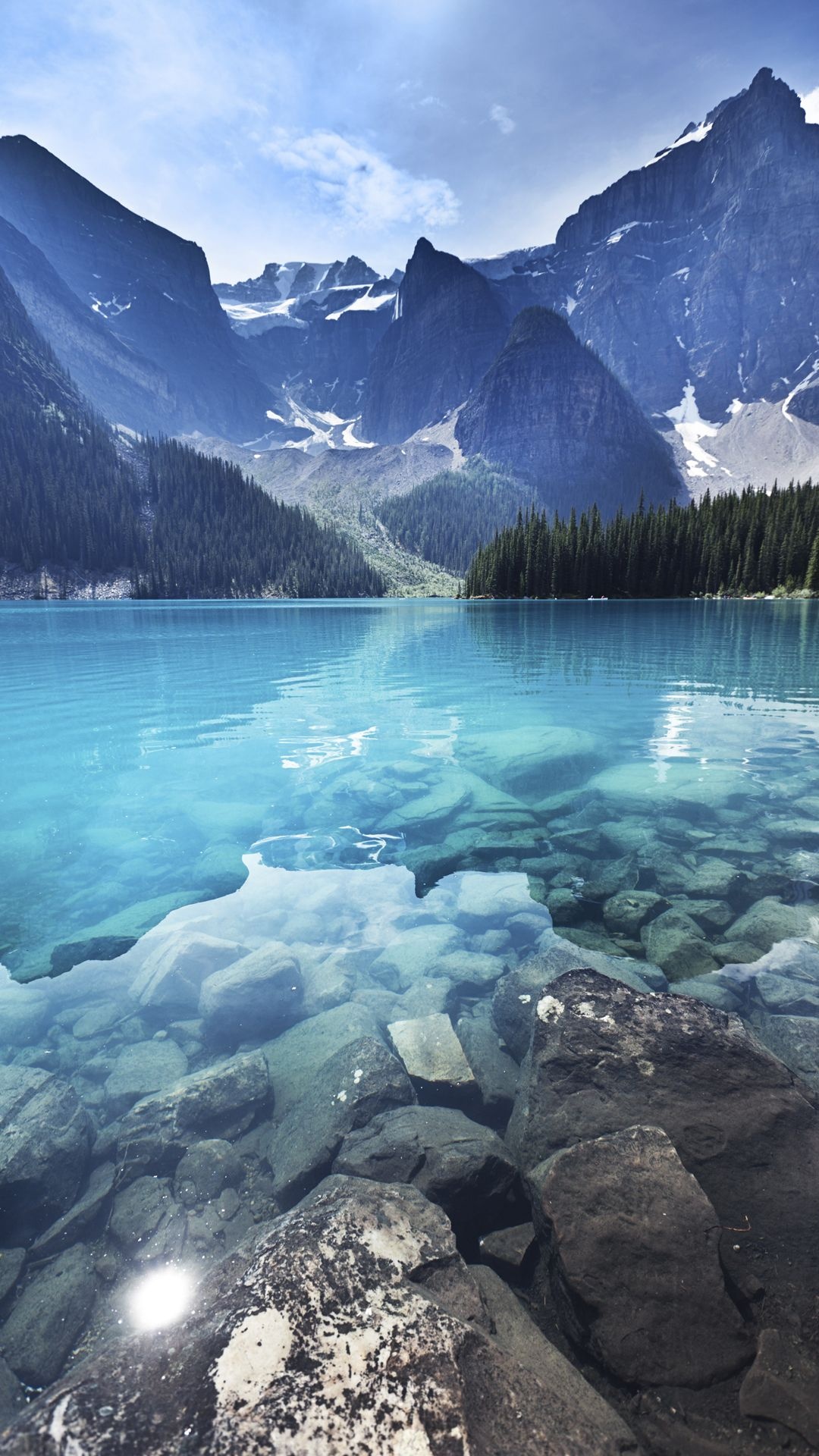 Scenery, Blue pond landscape, Lenovo stock, Nature photography, 1080x1920 Full HD Phone
