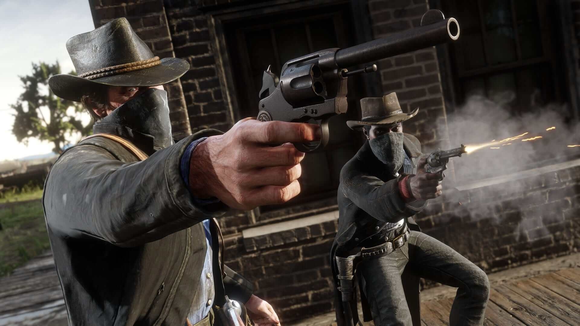 Arthur Morgan, John Marston, Schofield Revolver, Full HD Desktop wallpaper