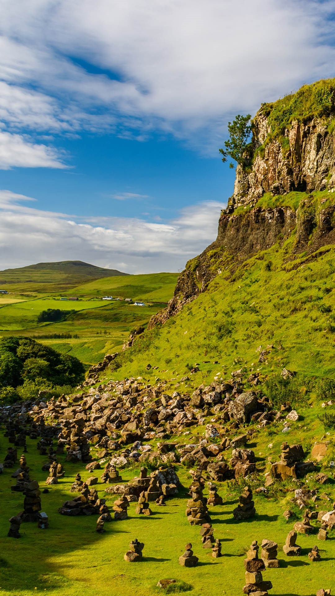 Scenic Fairy Glen, Skye, Trotternish, Scotland, 1080x1920 Full HD Phone