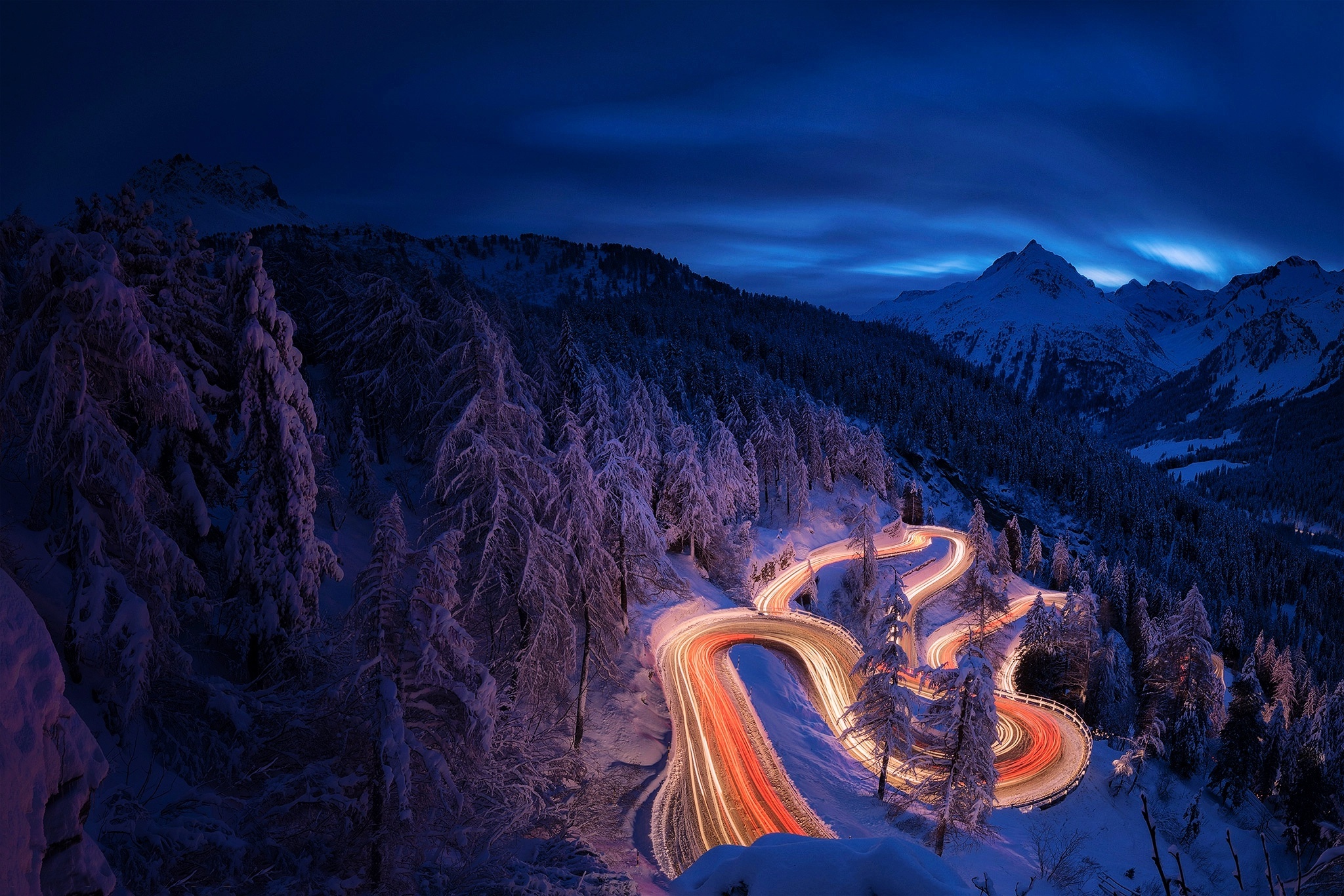 Maloja Pass, Mountain Night Wallpaper, 2050x1370 HD Desktop